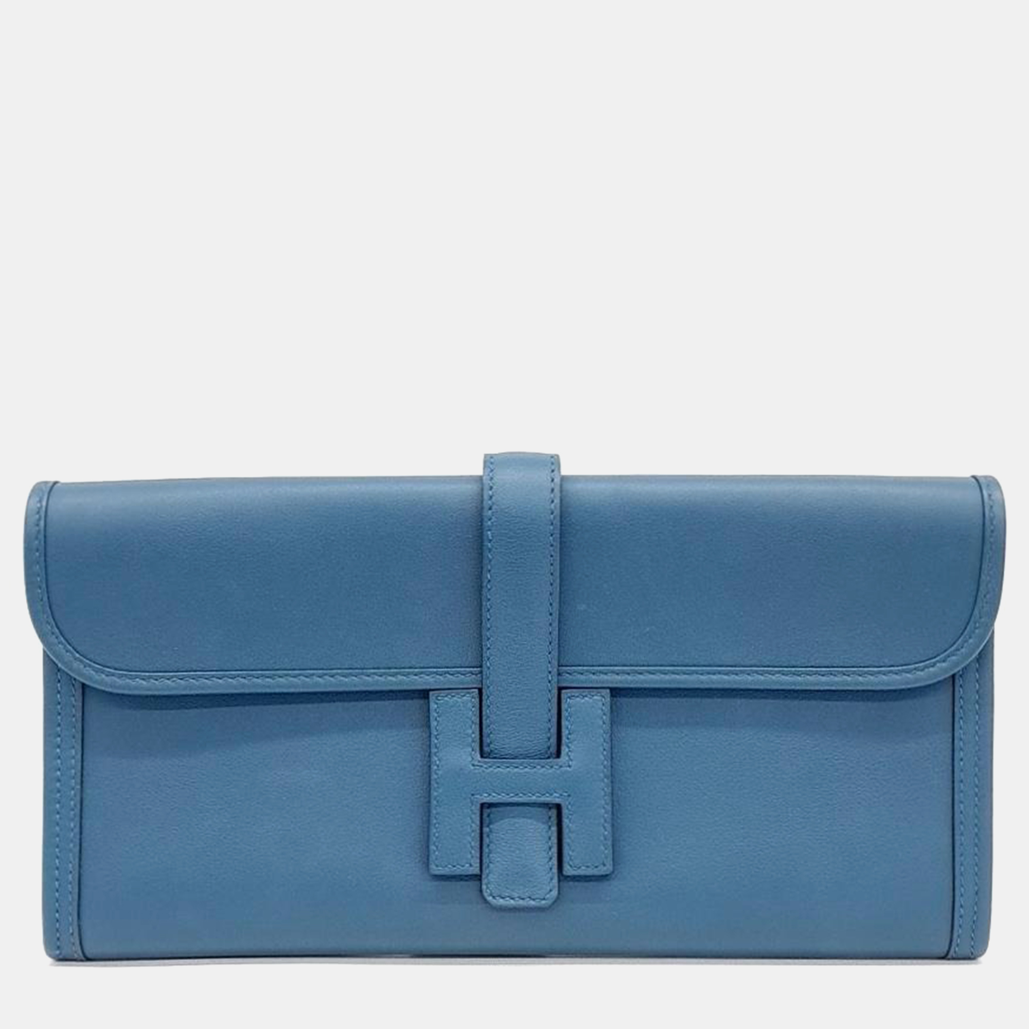 

Hermes Leather Jige Elan Clutch, Blue