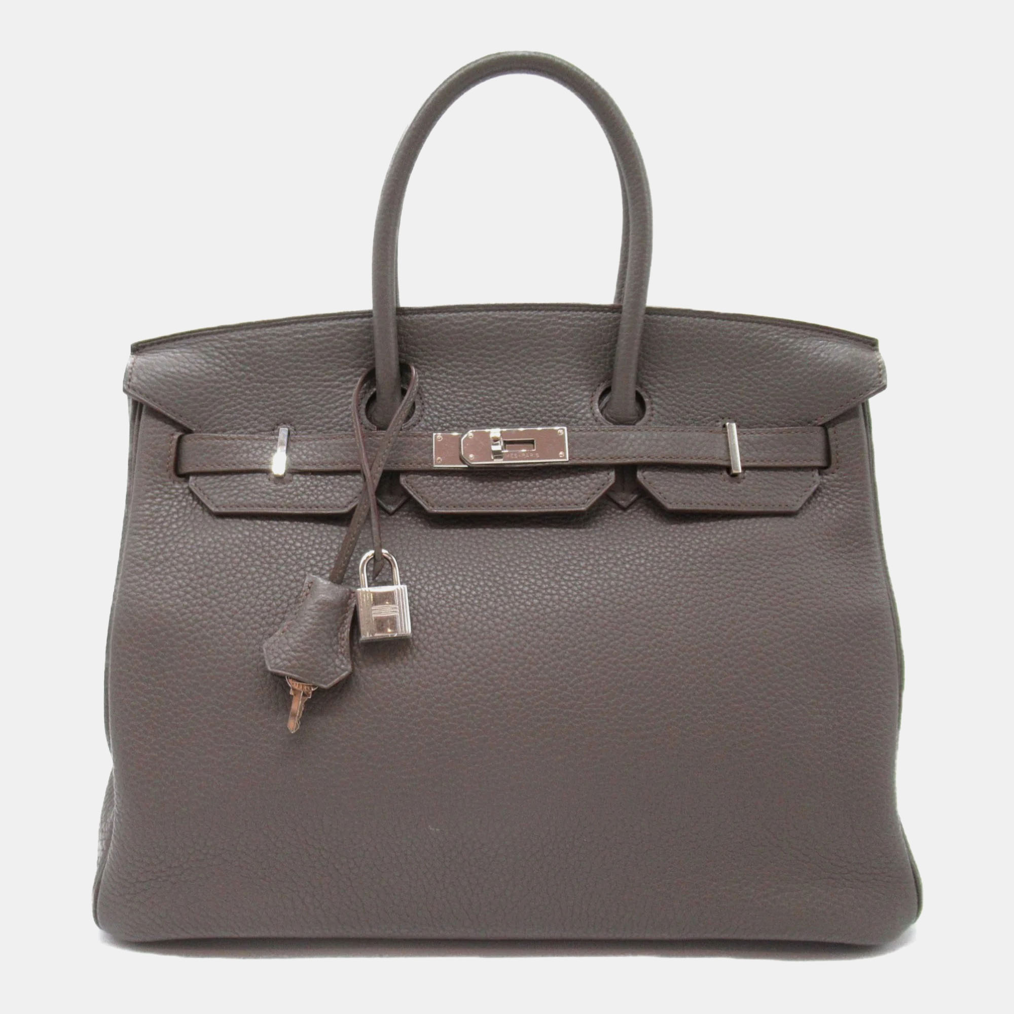 

Hermes Brown Etain Togo Calfskin leather Birkin 35 Handbag