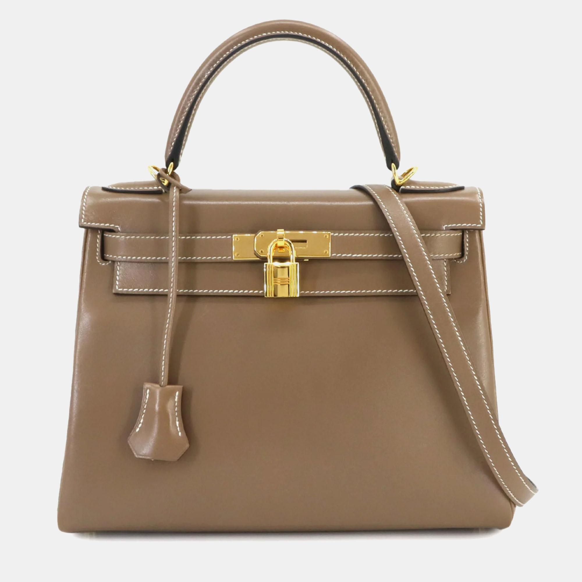 

Hermes tadelakt etoupe Kelly 28 handbag, Brown