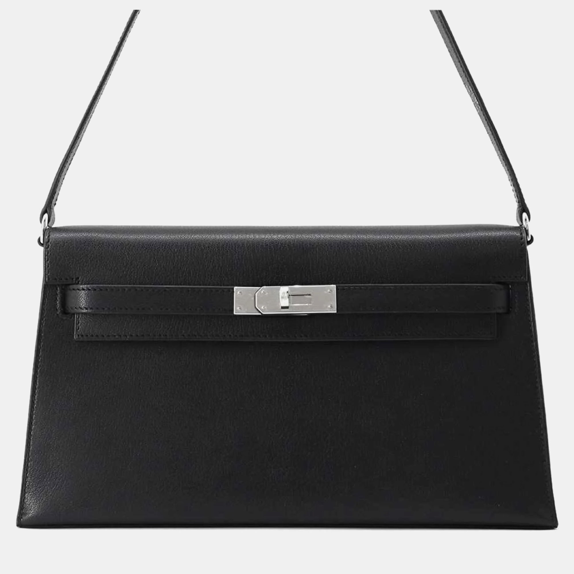 

Hermes Black Chevre Leather Kelly Elan Clutch Bag