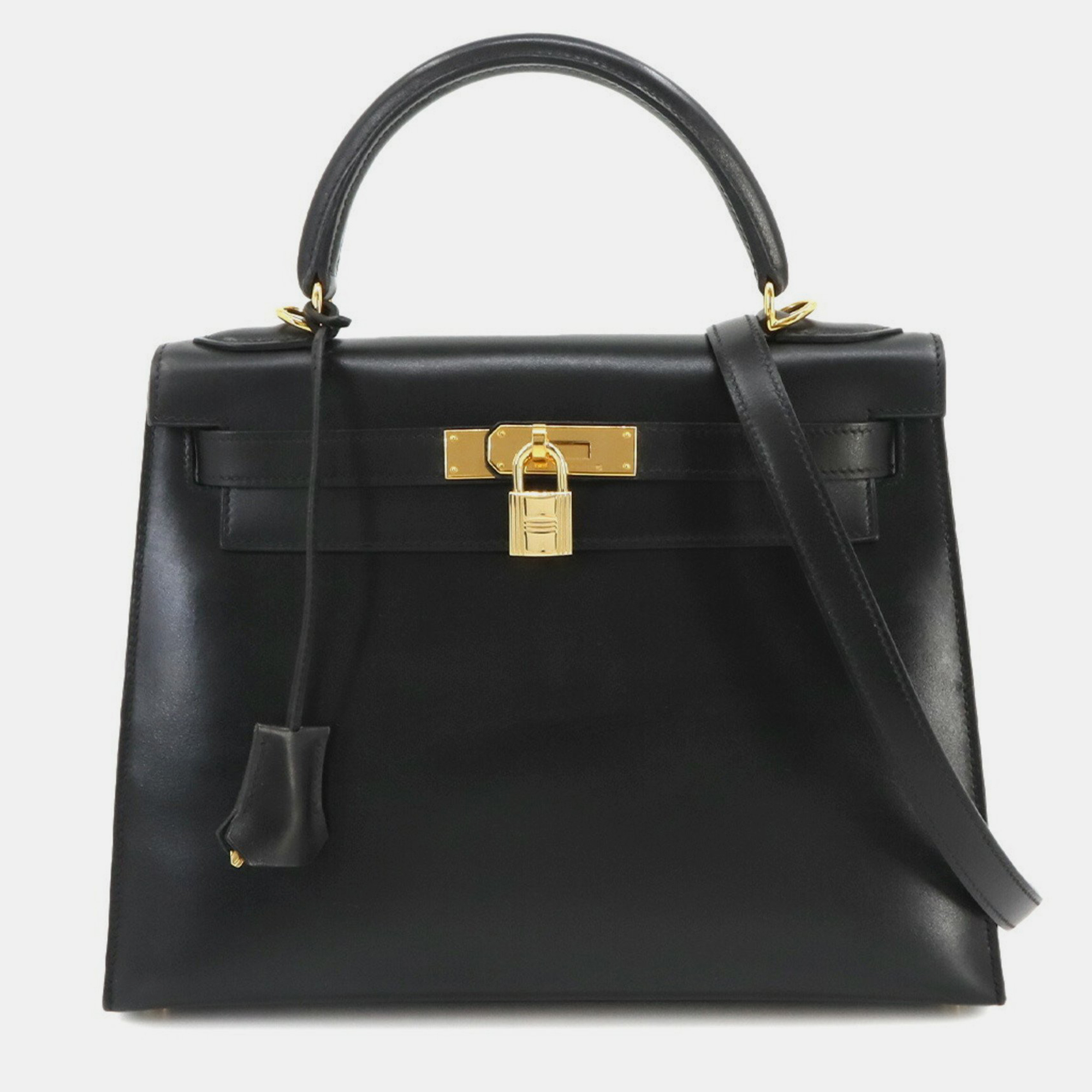 

Hermes Black Box calf leather Kelly 28 handbag