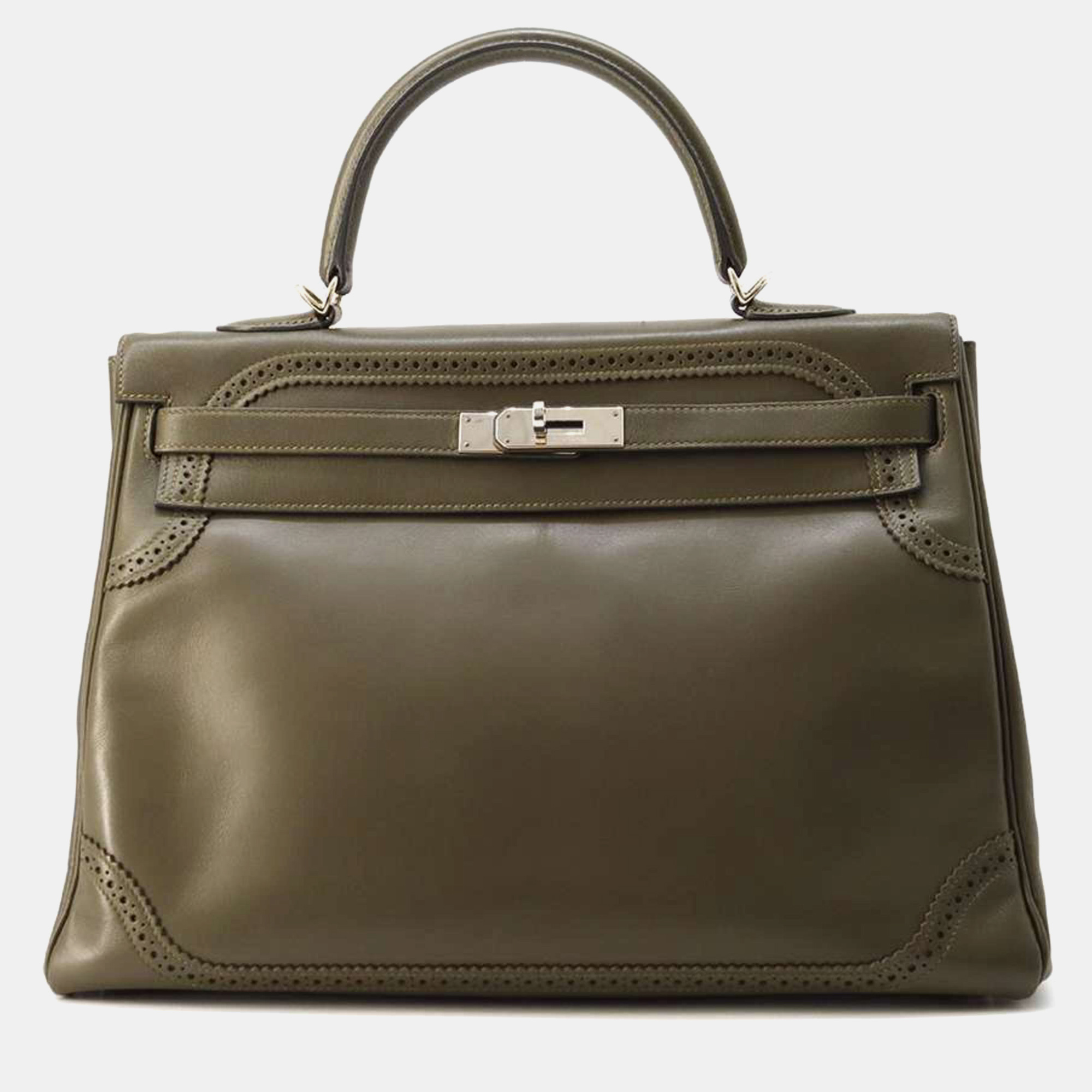 

Hermes olive tadelakt swift Gillies Kelly 35 handbag, Green