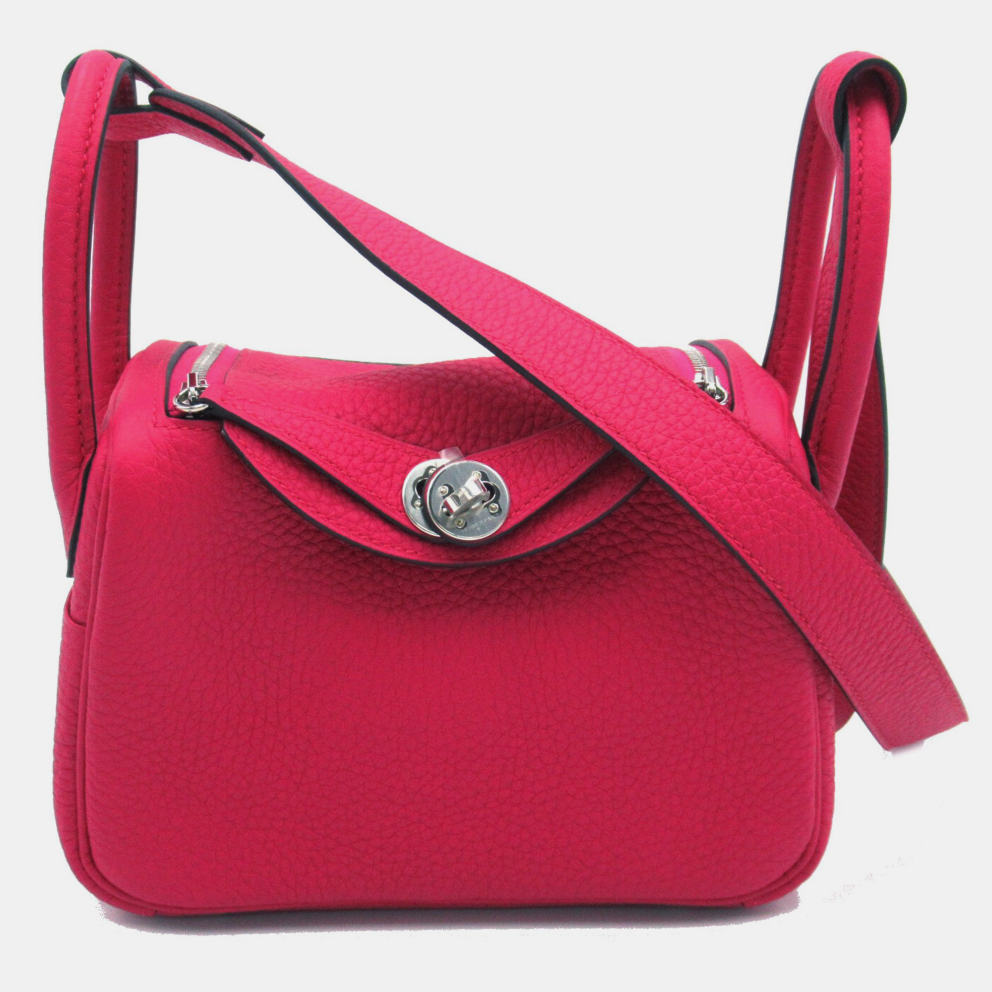 

Hermes Red Framboise Togo leather Lindy mini Bag