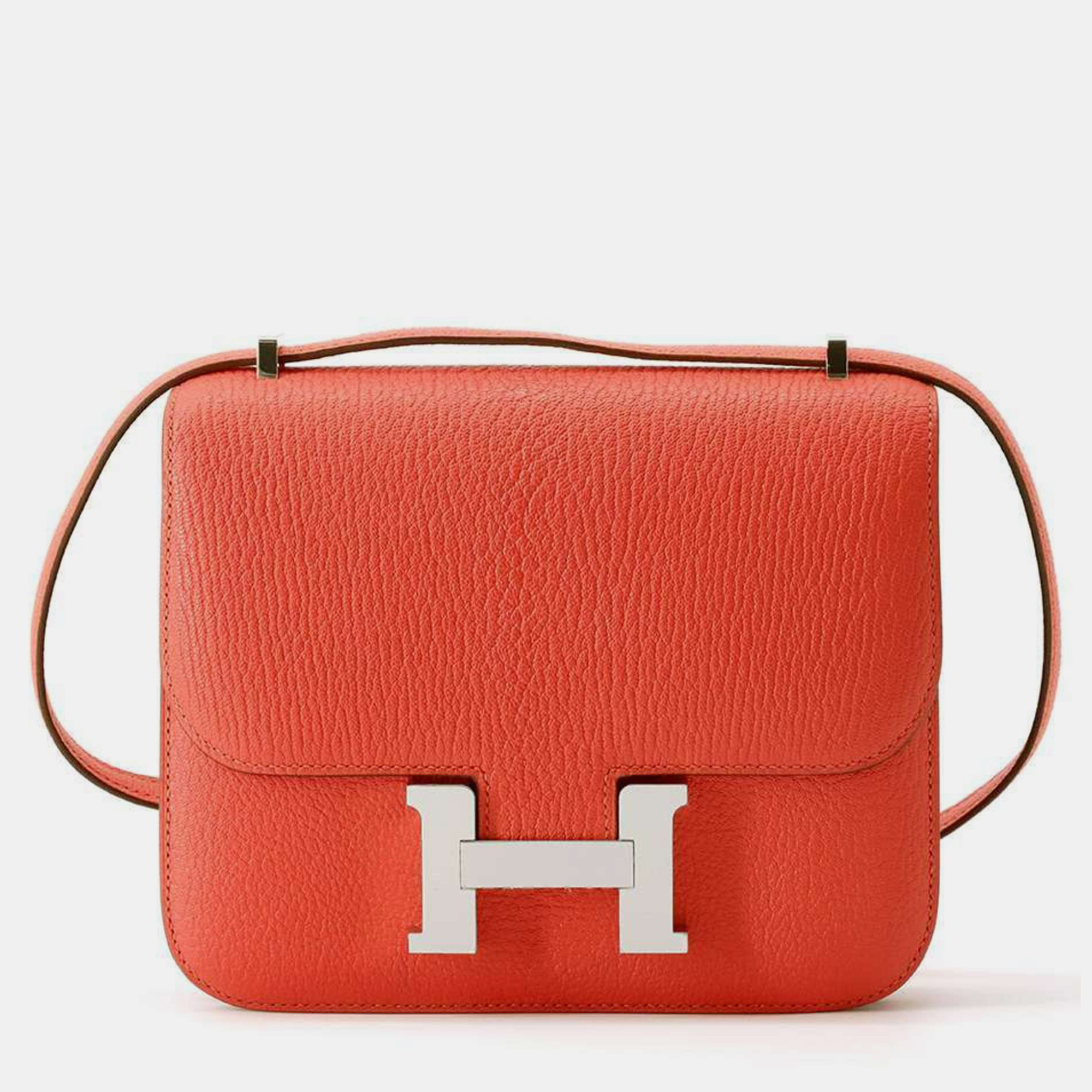 

Hermes Rose Texas Ete Chevre Mysore Constance 3 Miroir Bag, Red