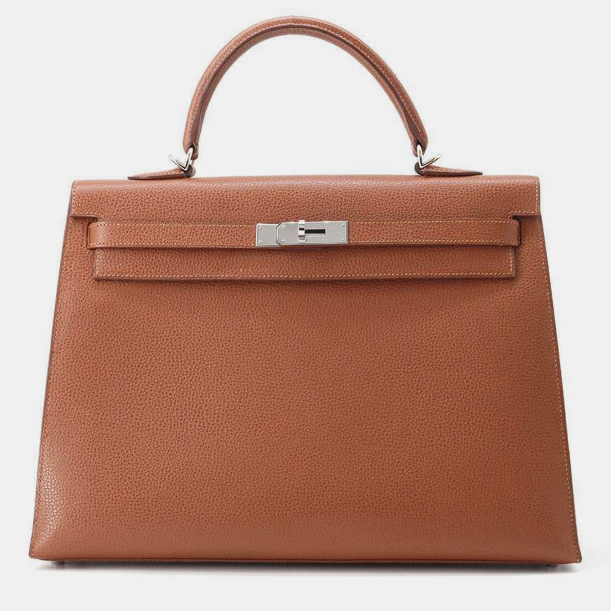 

Hermes Brown Vache Liege Leather Kelly 35 Tote Bag