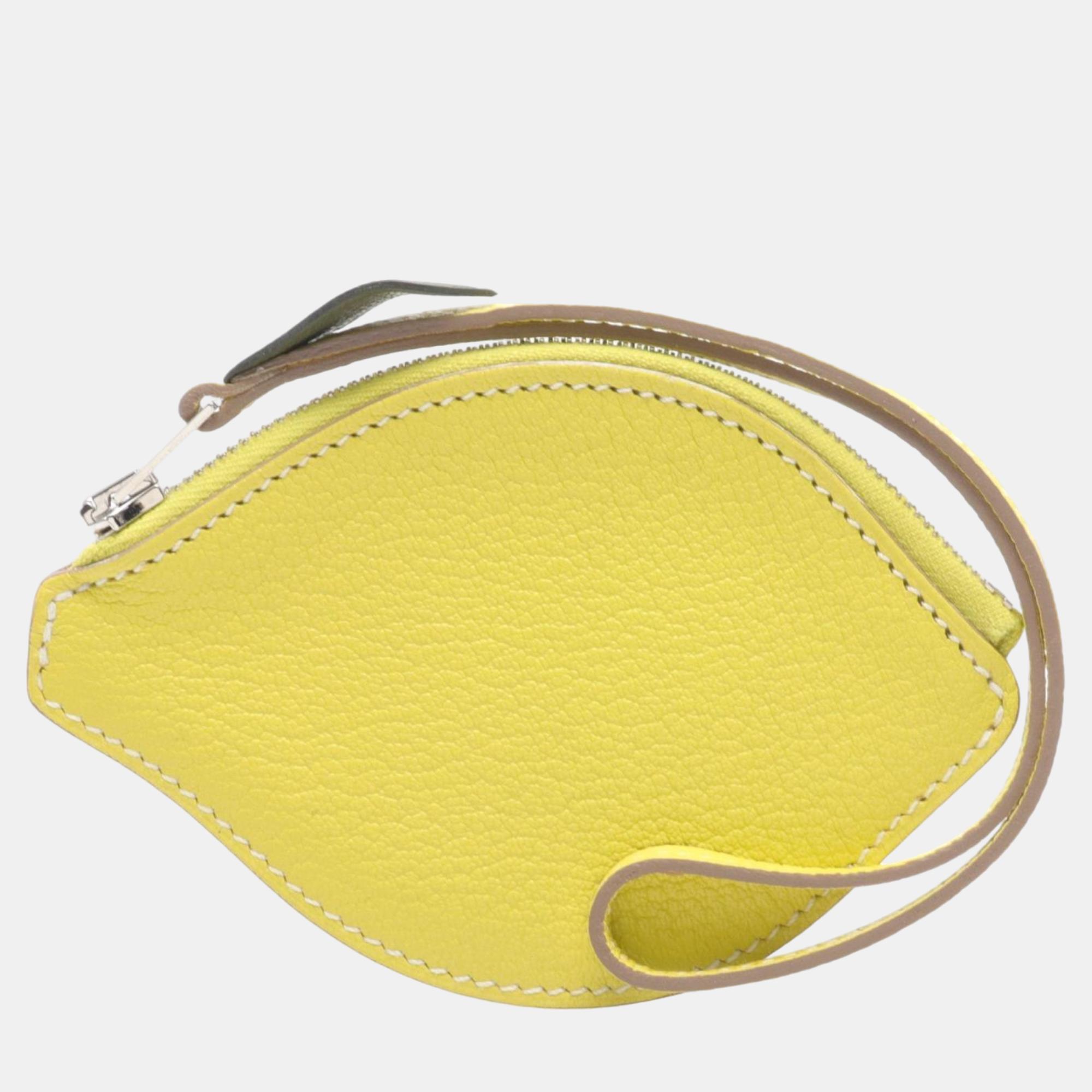 

Hermes Charm Lime Chevre Mysore Tutti Frutti Citron Coin Purse, Yellow