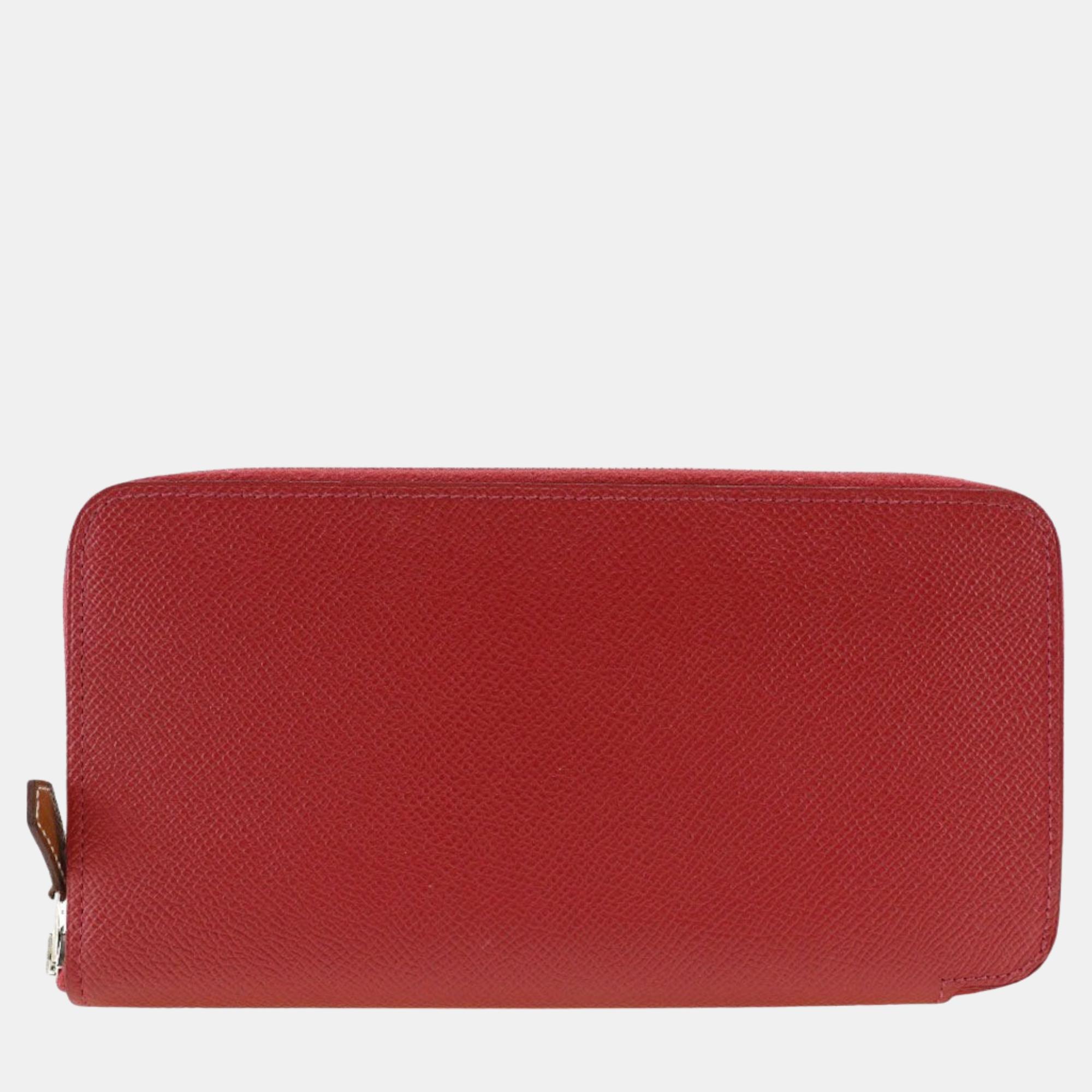 

Hermes Red Leather and Silk Silk'In Wallet