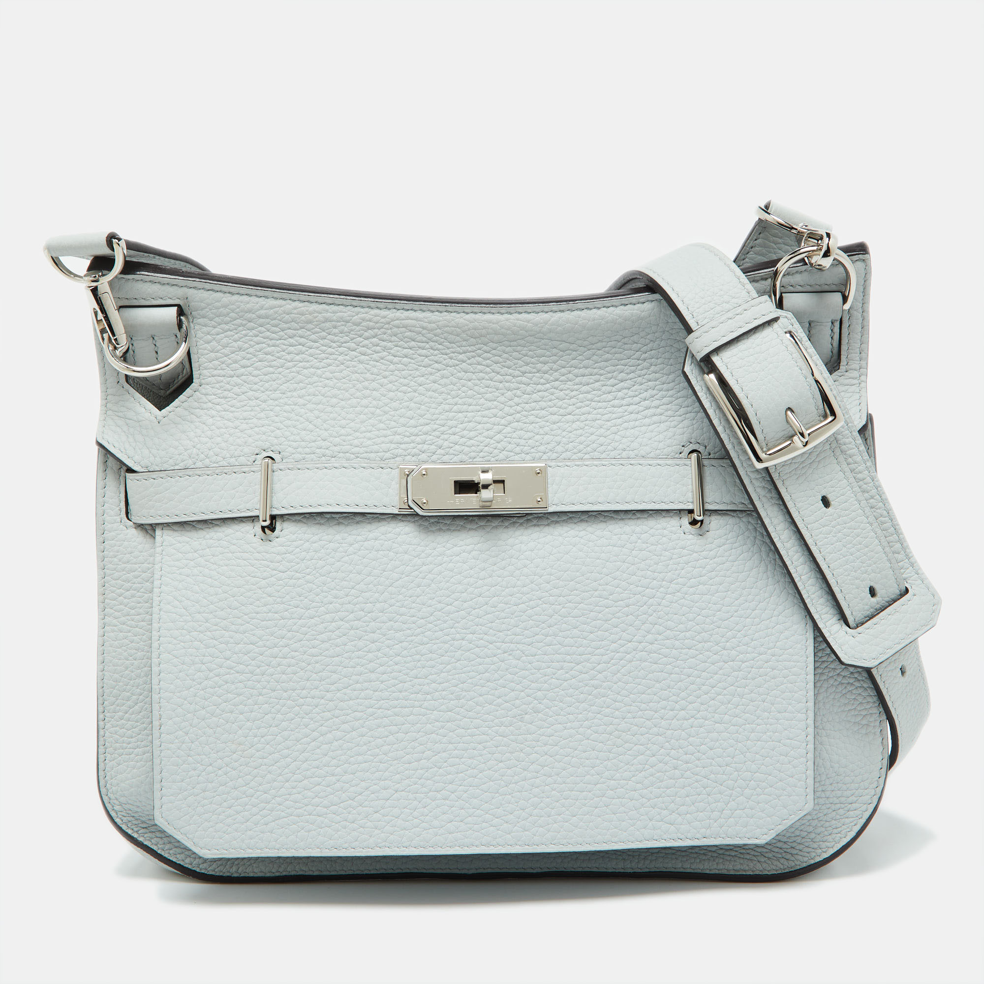 

Hermès Blue Pale Taurillon Clemence Leather Palladium Finish Jypsiere 28 Bag