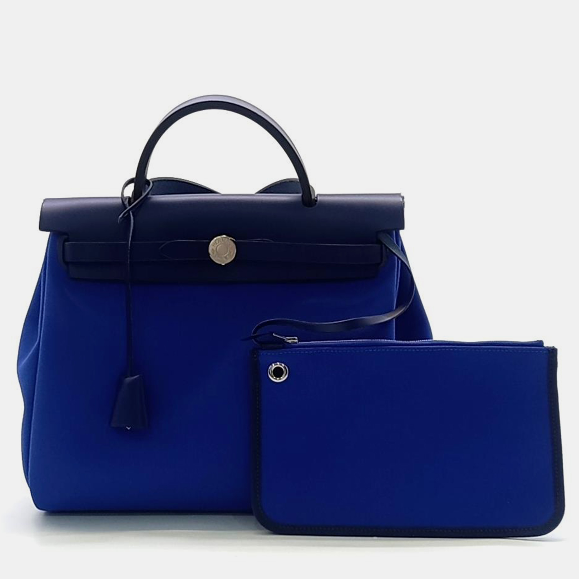 Pre-owned Hermes New Zip Erbag Small Bag In Blue