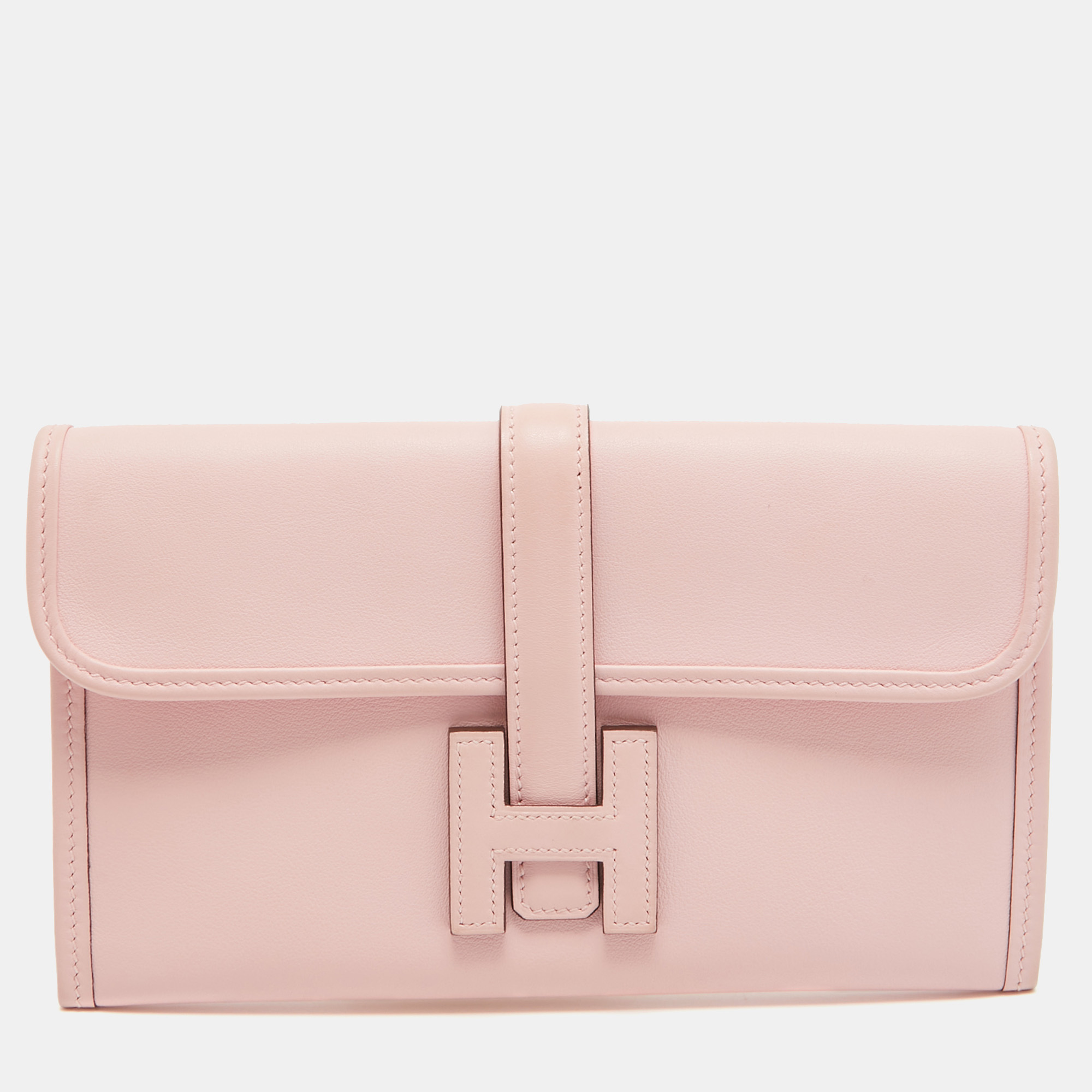 

Hermès Rose Sakura Swift Leather Jige Duo Clutch, Pink