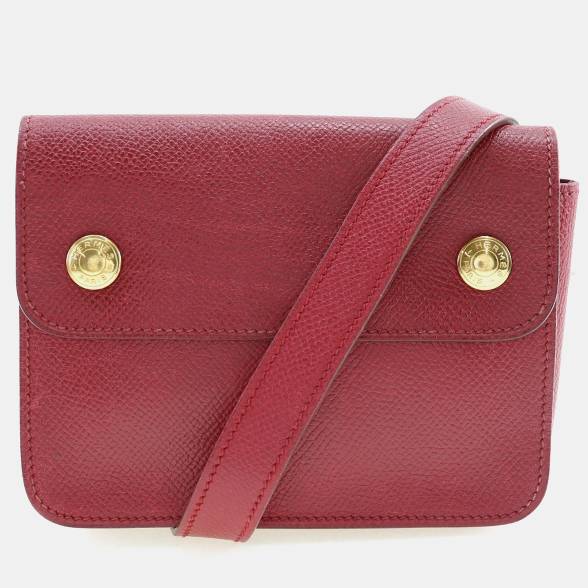 

Hermes Red Courchevel Leather Belt Bag