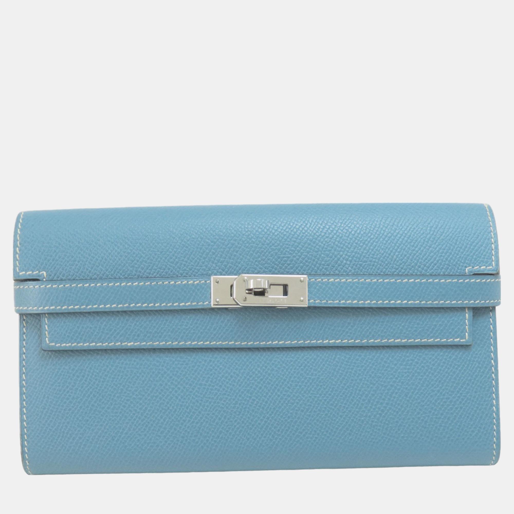 

Hermes Epson Kelly Long Wallet, Blue