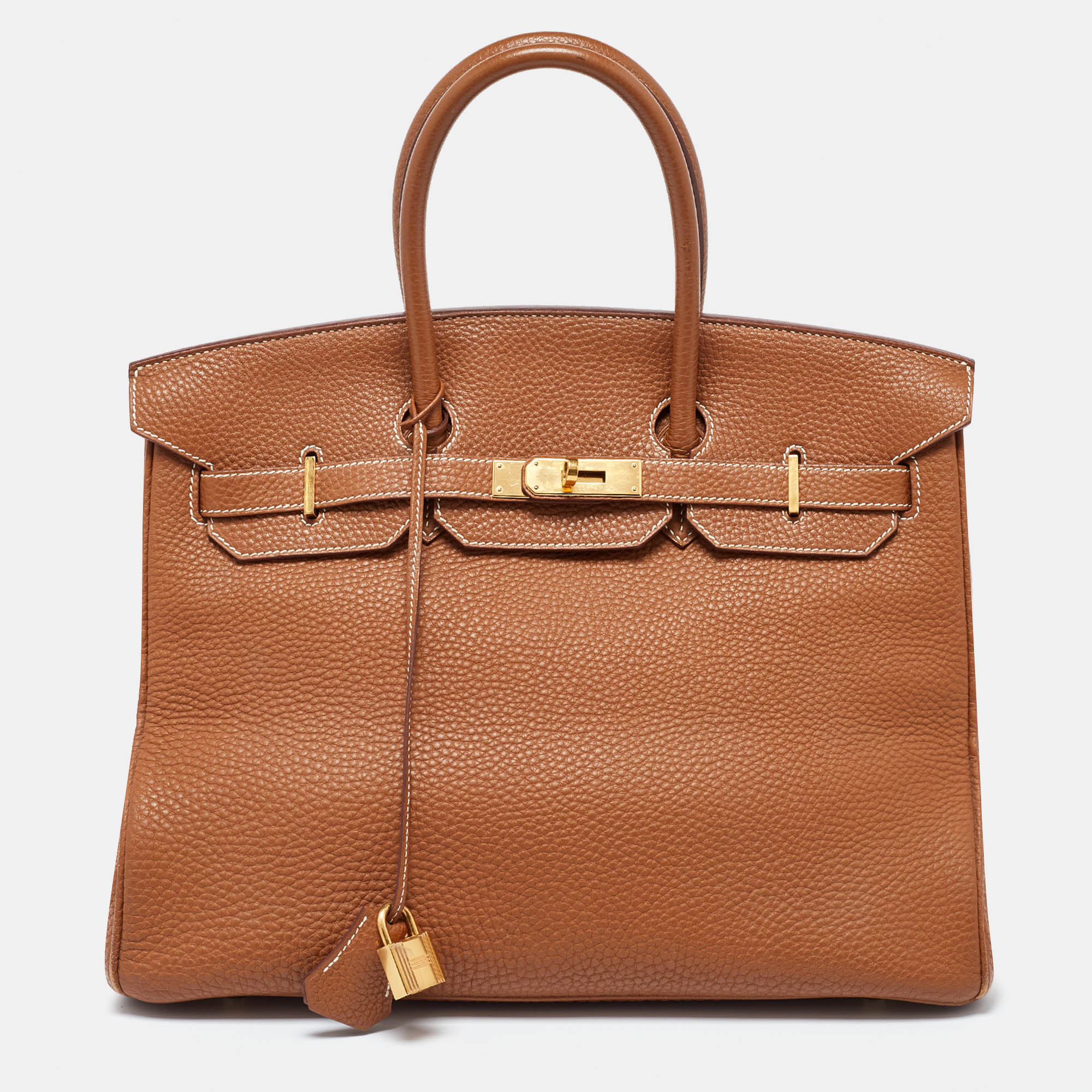 

Hermes Gold Clemence Leather Gold Finish Birkin 35 Bag, Brown