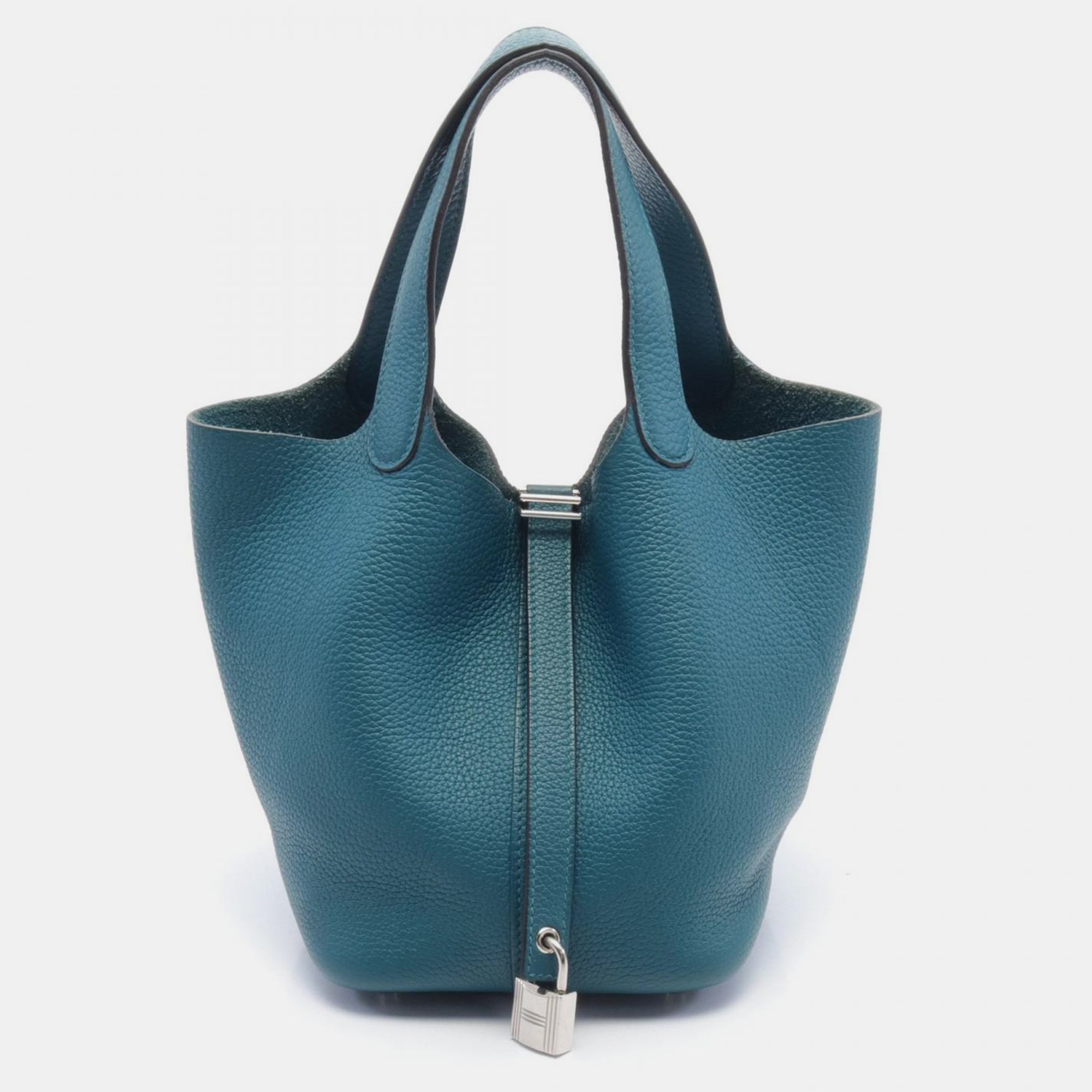 

Hermes Blue Leather Clemence Picotin Lock PM Hobo Bag