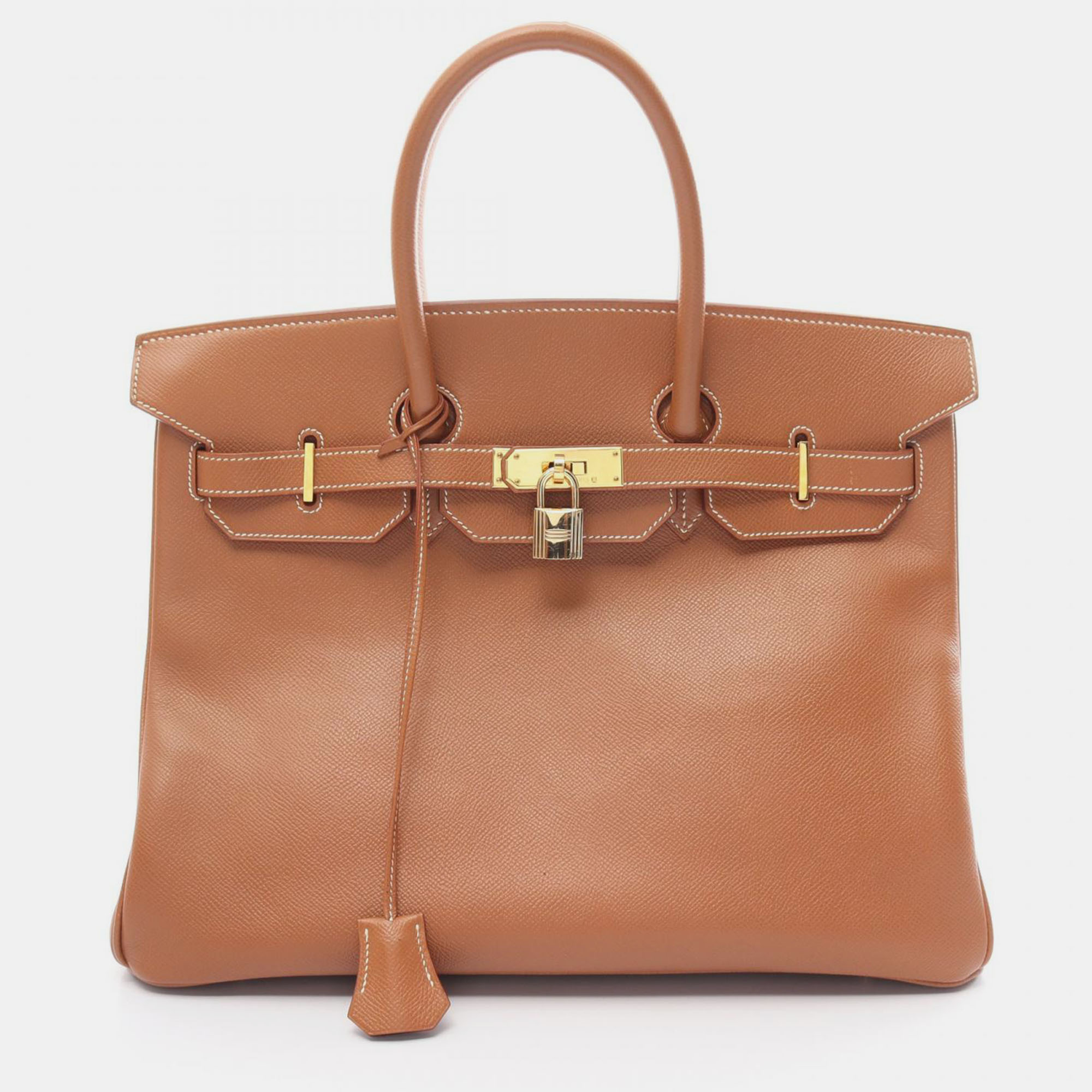 

Hermes Brown Leather Courchevel Birkin 35 Bag