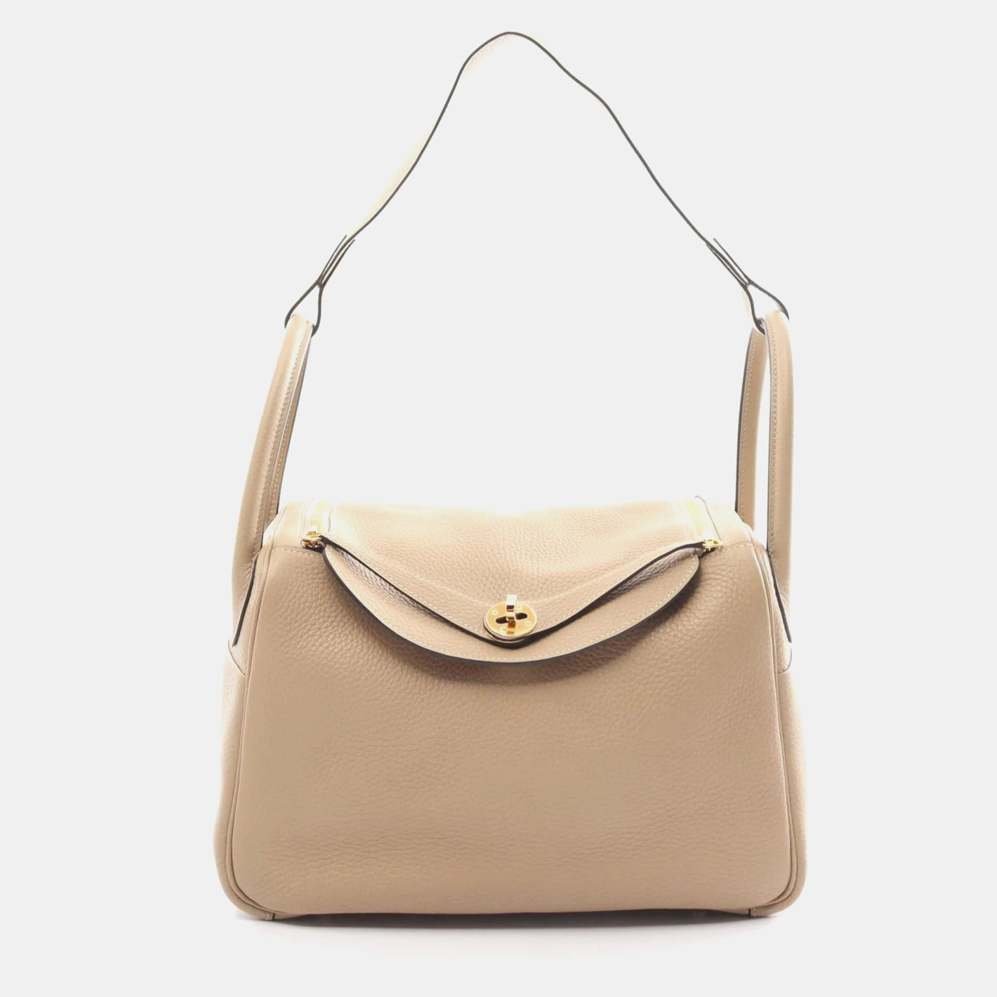 

Hermes Beige Taurillon Clemence Lindy 30 Trench Bag