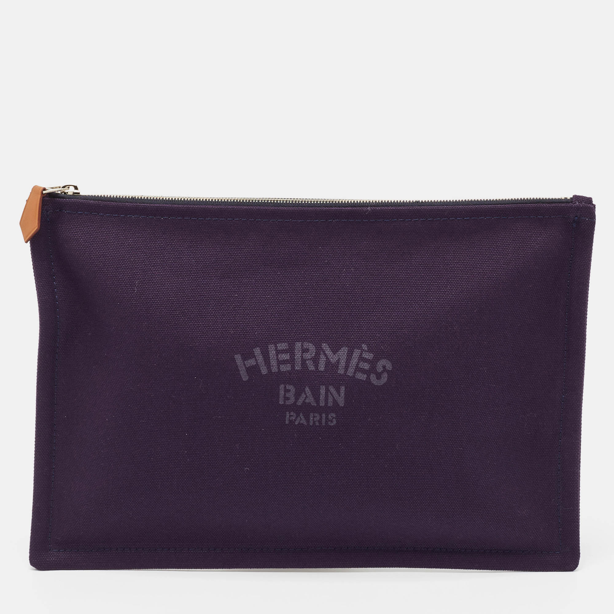 

Hermes Nocturne Toile Large Bain New Yachting Pouch, Purple