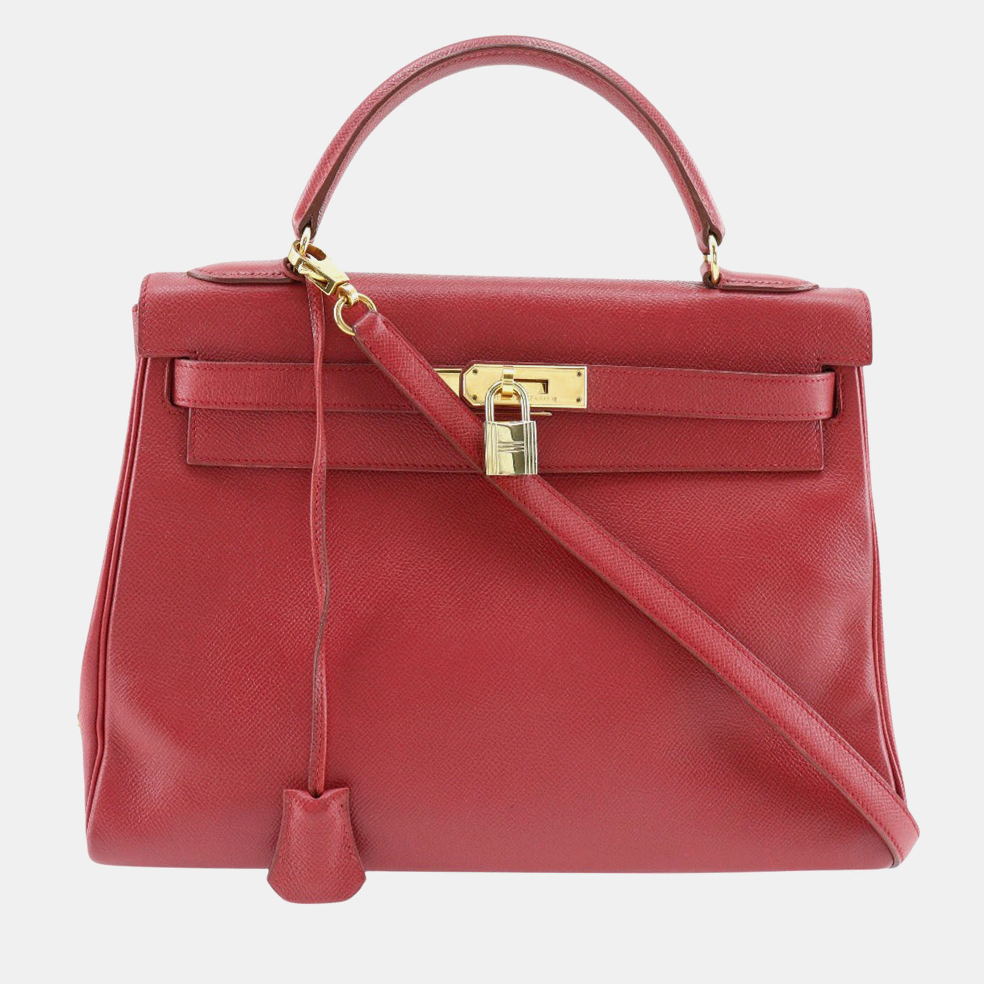 

Hermes Red Courchevel Leather Kelly 32 Tote Bag