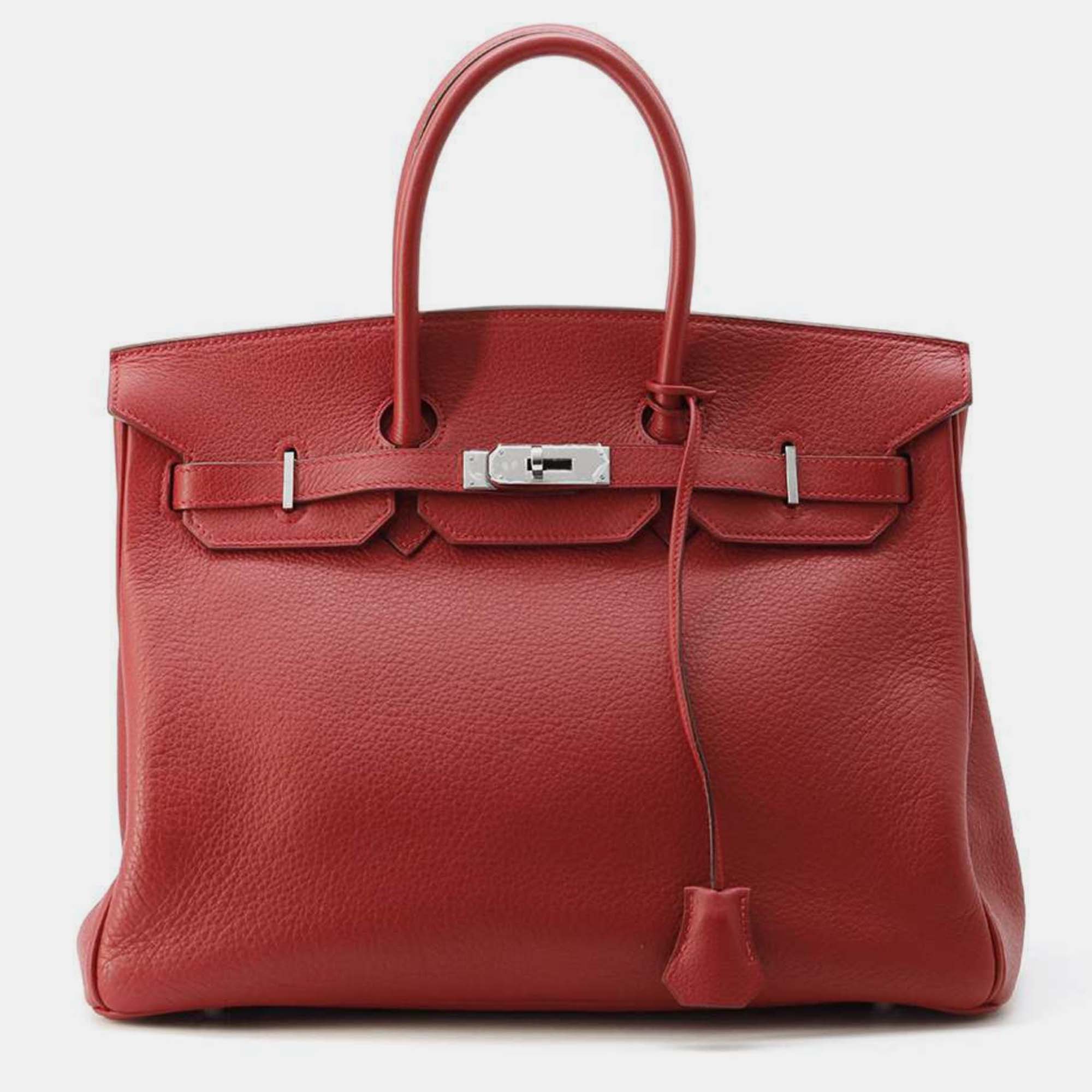 

Hermes Rouge vif Cazac Birkin 35 Handbag, Red