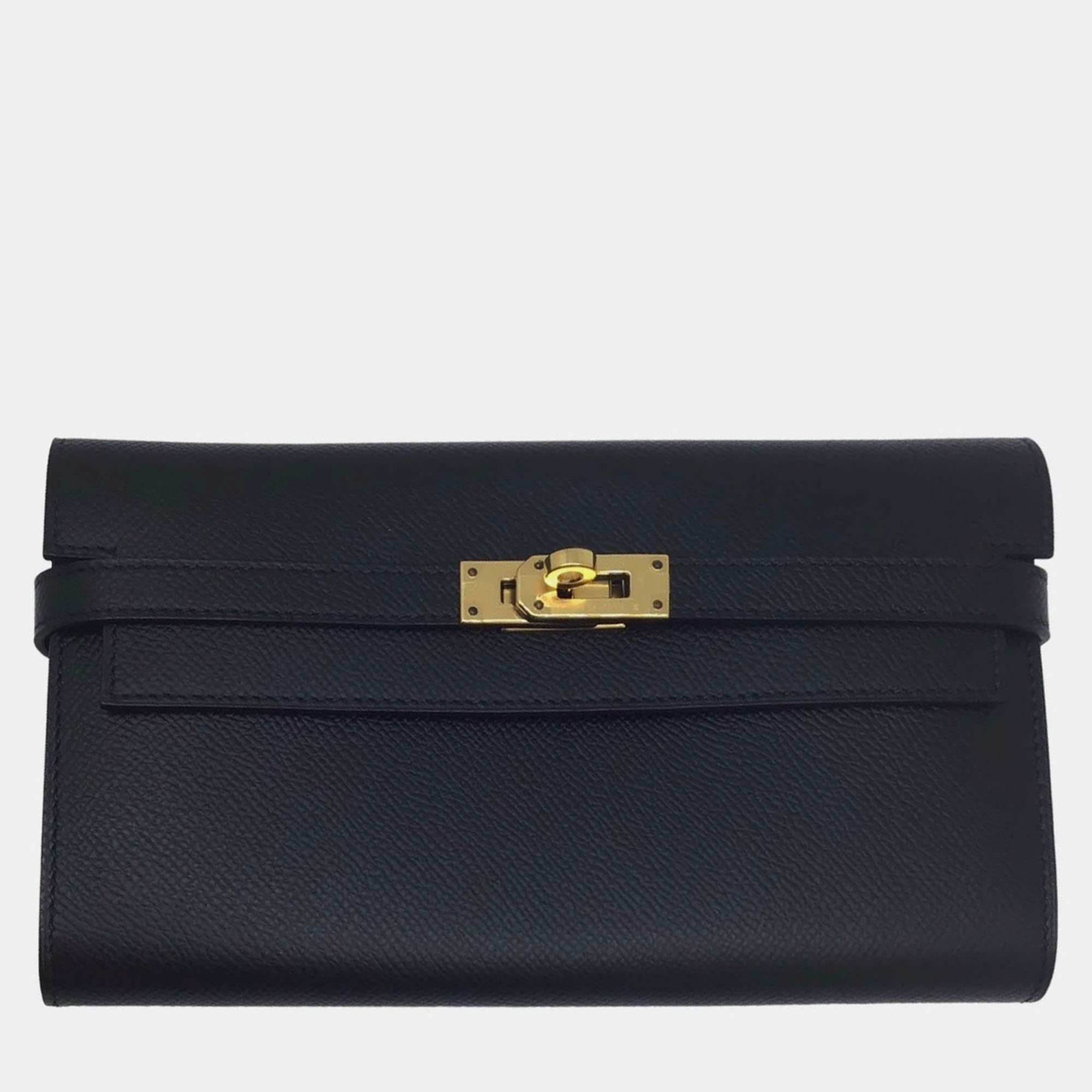 

Hermes Black Epsom Leather Kelly Long Wallet