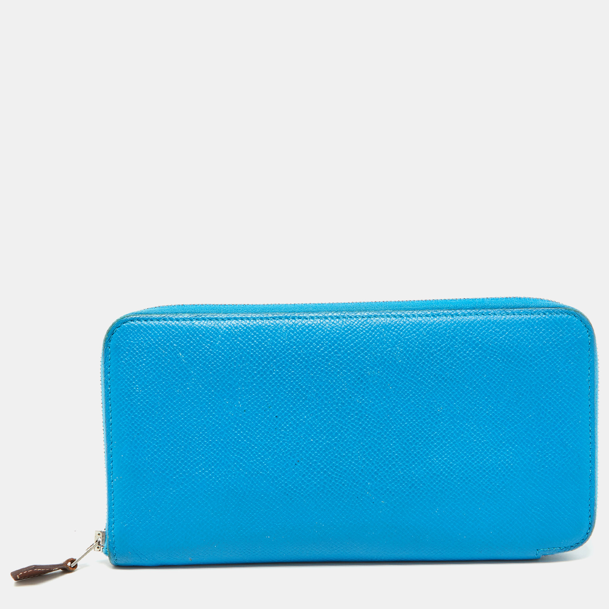 

Hermes Blue Izmir Epsom Leather Silk'In Classique Long Wallet