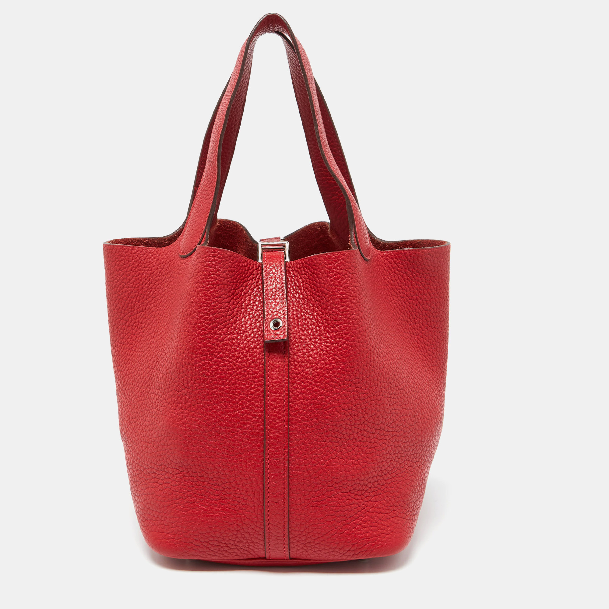 

Hermes Rouge Garance Taurillon Clemence Leather Picotin Lock 22 Bag, Red