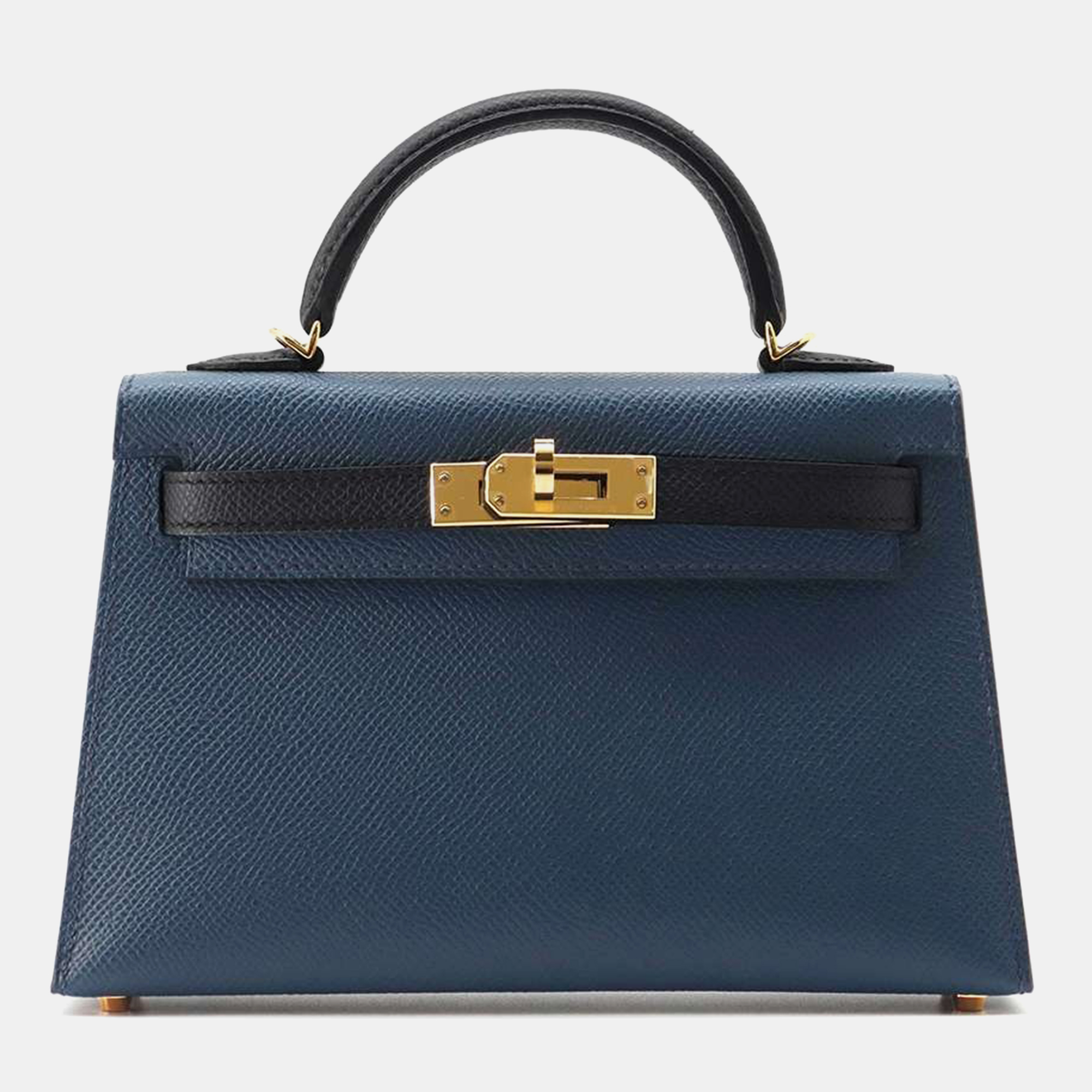 

Hermes Bleu De Prusse Bleu Nuit Epsom Mini Kelly Sellier 20 Top Handle Bag, Blue