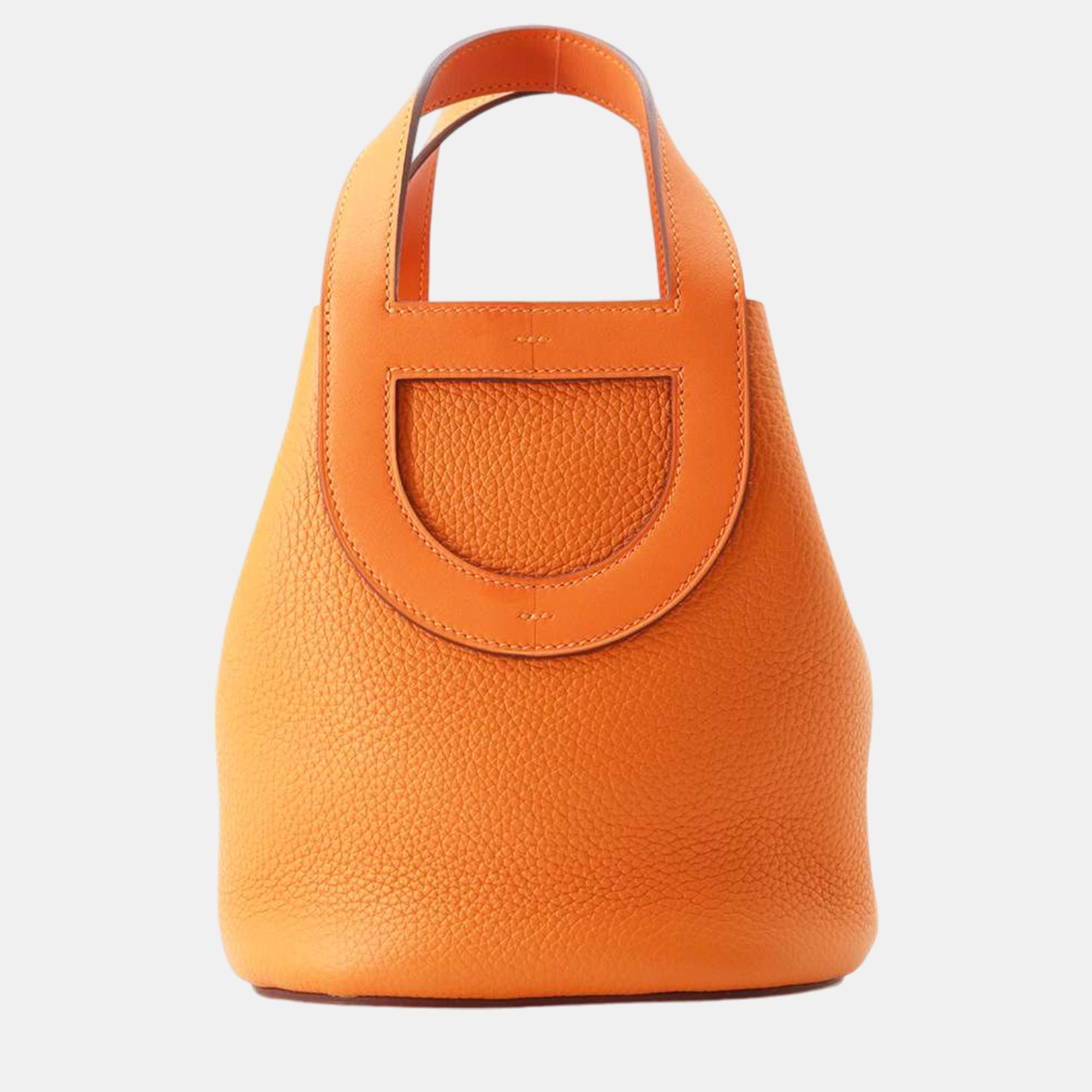 

Hermes Orange Taurillon Clemence Swift Leather In the loop 18 Shoulder Bag