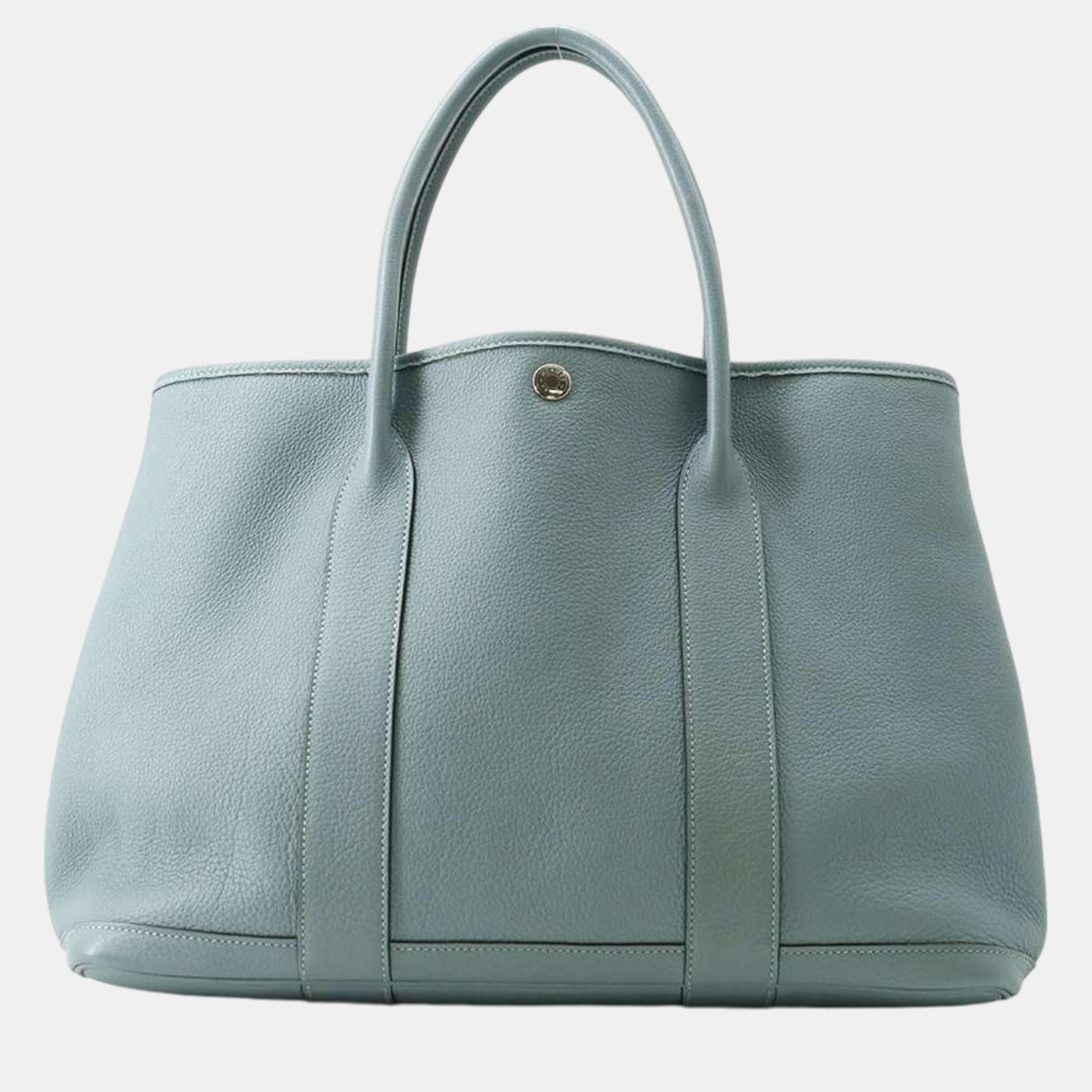 

Hermes Party Ciel Country Leather PM Garden Party Tote Bag, Blue