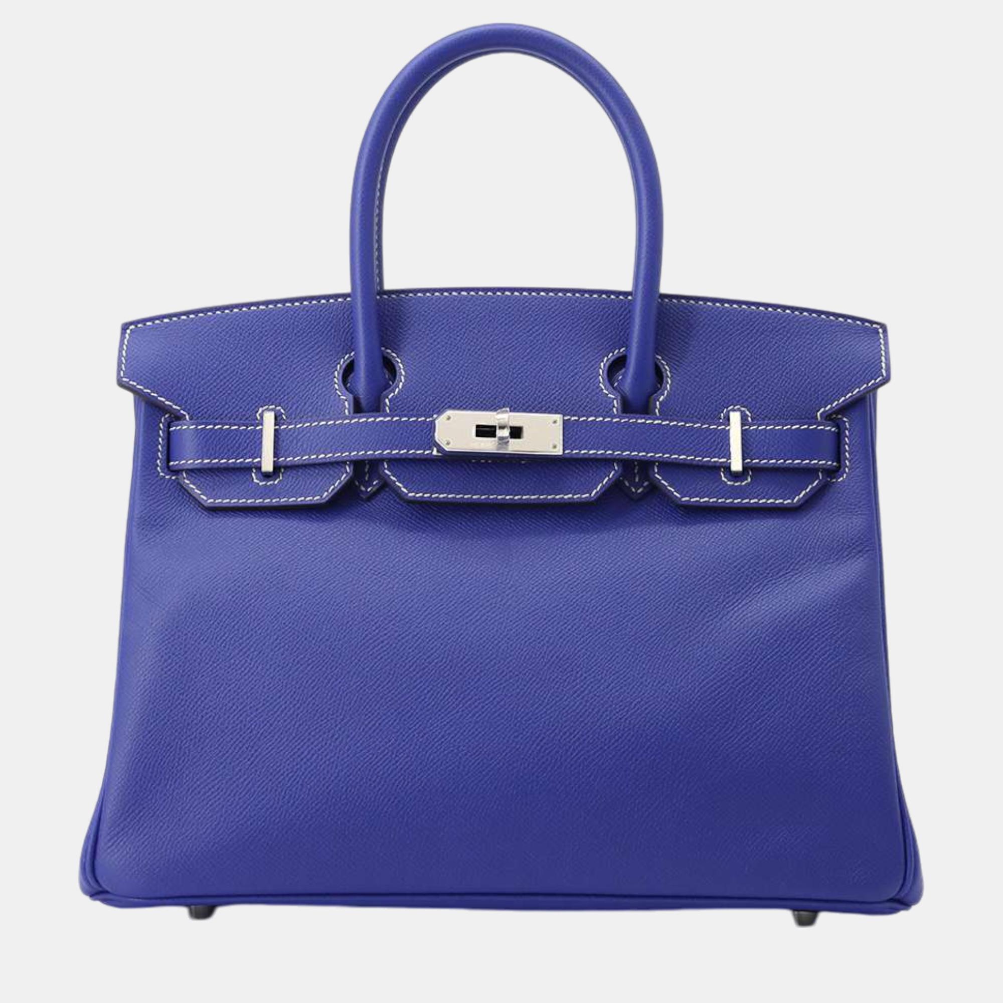 

Hermes Candy Blue Electric/Mykonos Epsom 30 Birkin Tote Bag