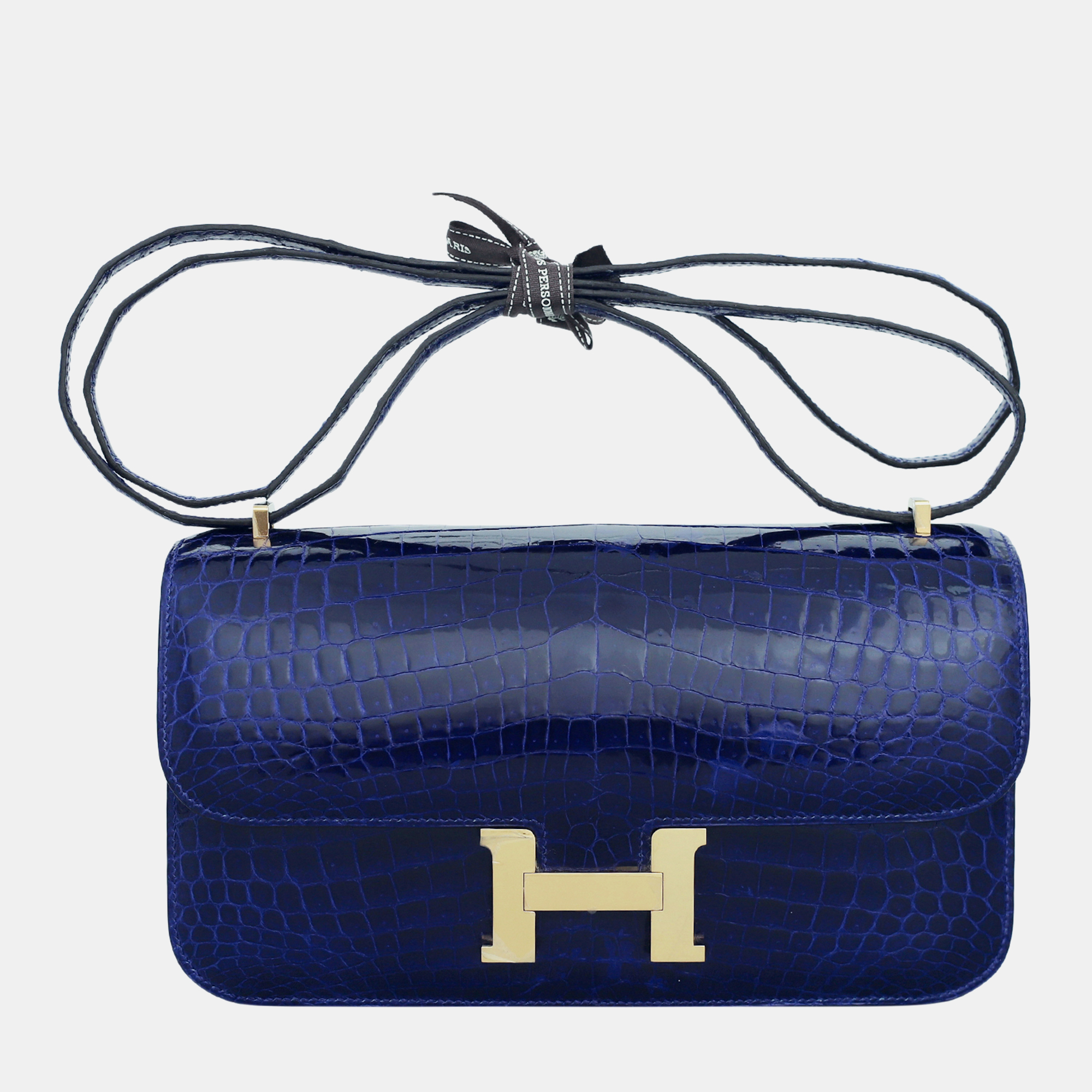 

Hermes Bleu Electrique Crocodile Niloticus Leather Constance Elan Shoulder Bag, Blue