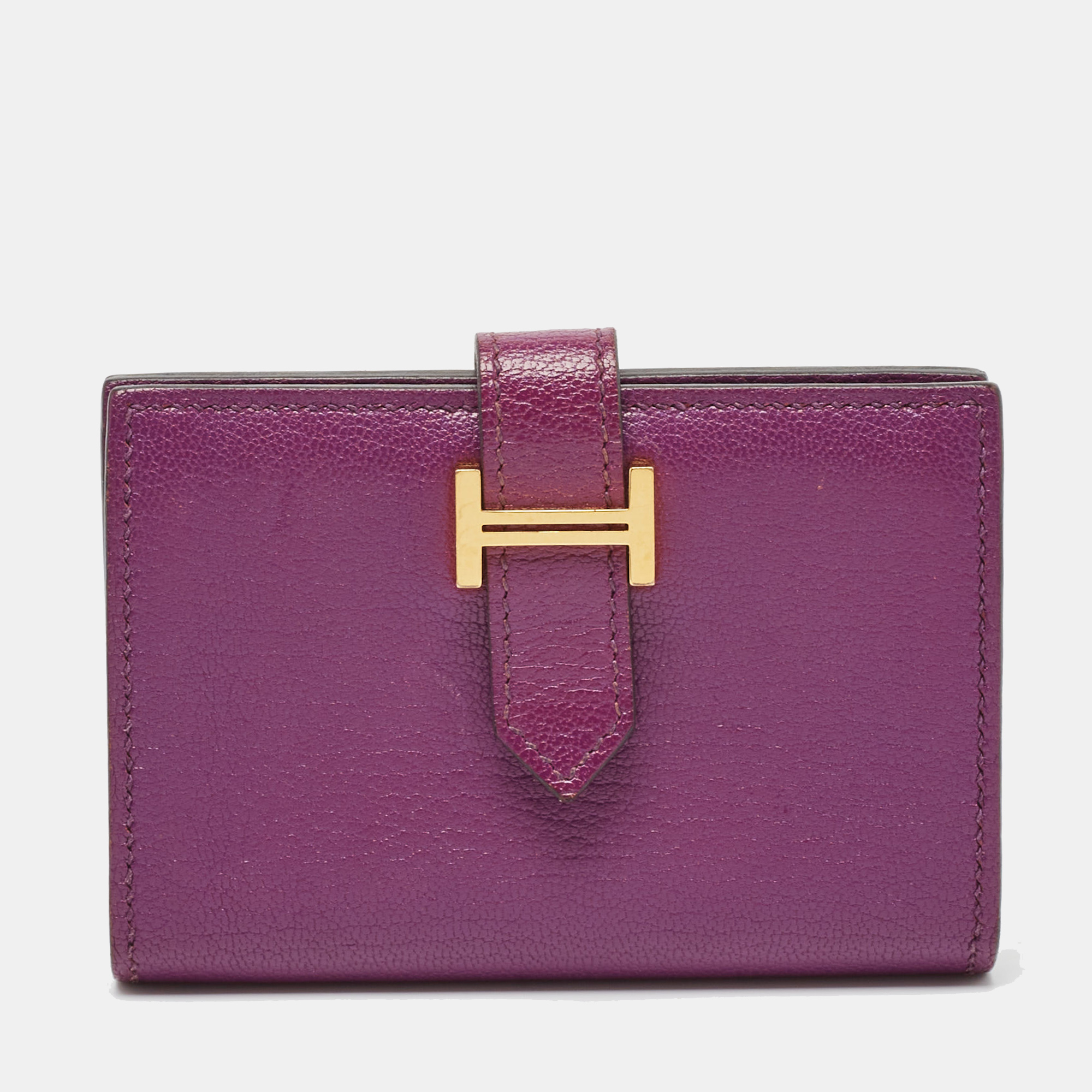 

Hermes Anemone Chevre Chamkila Leather Bearn Card Holder, Purple