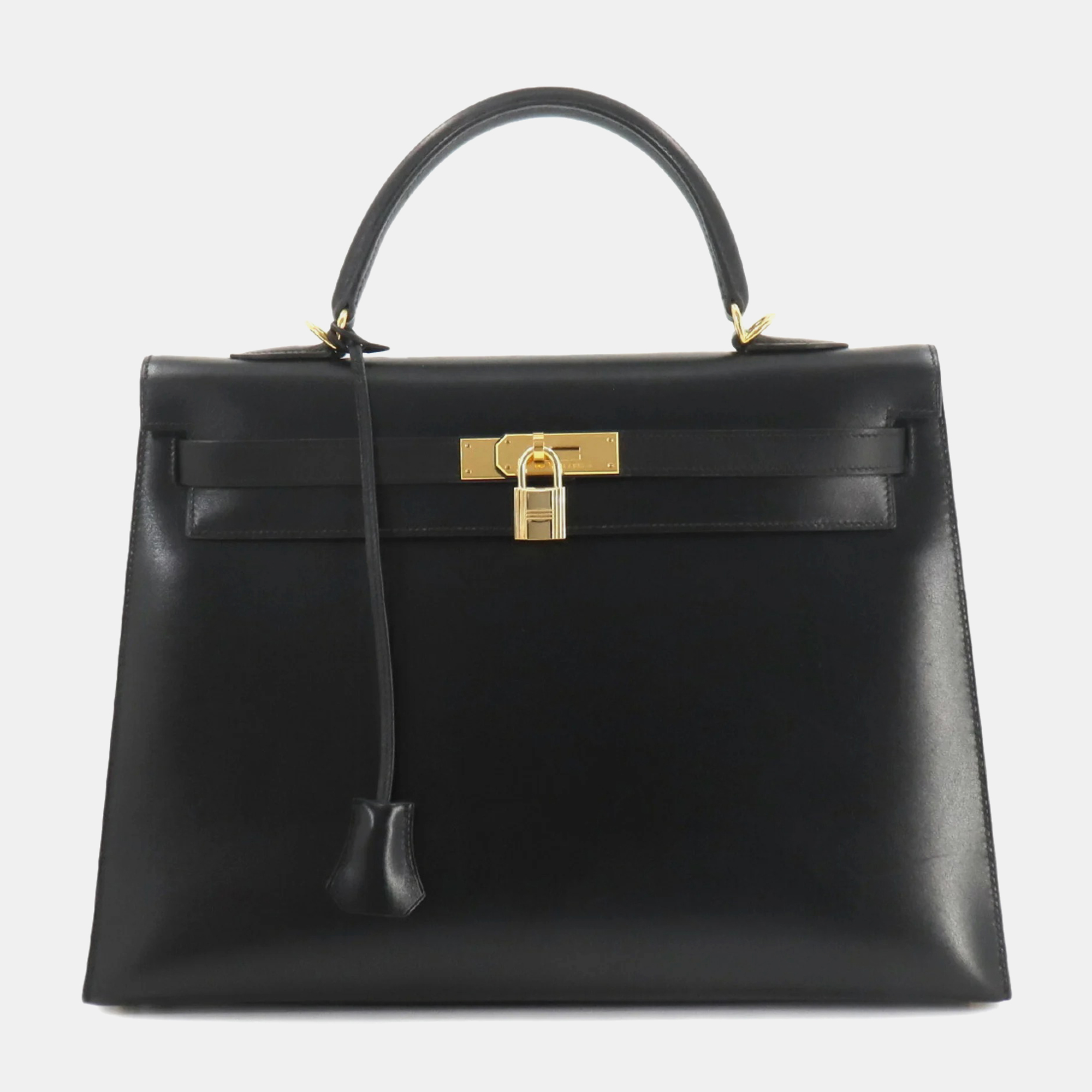 

Hermes black box calf Kelly 35 handbag