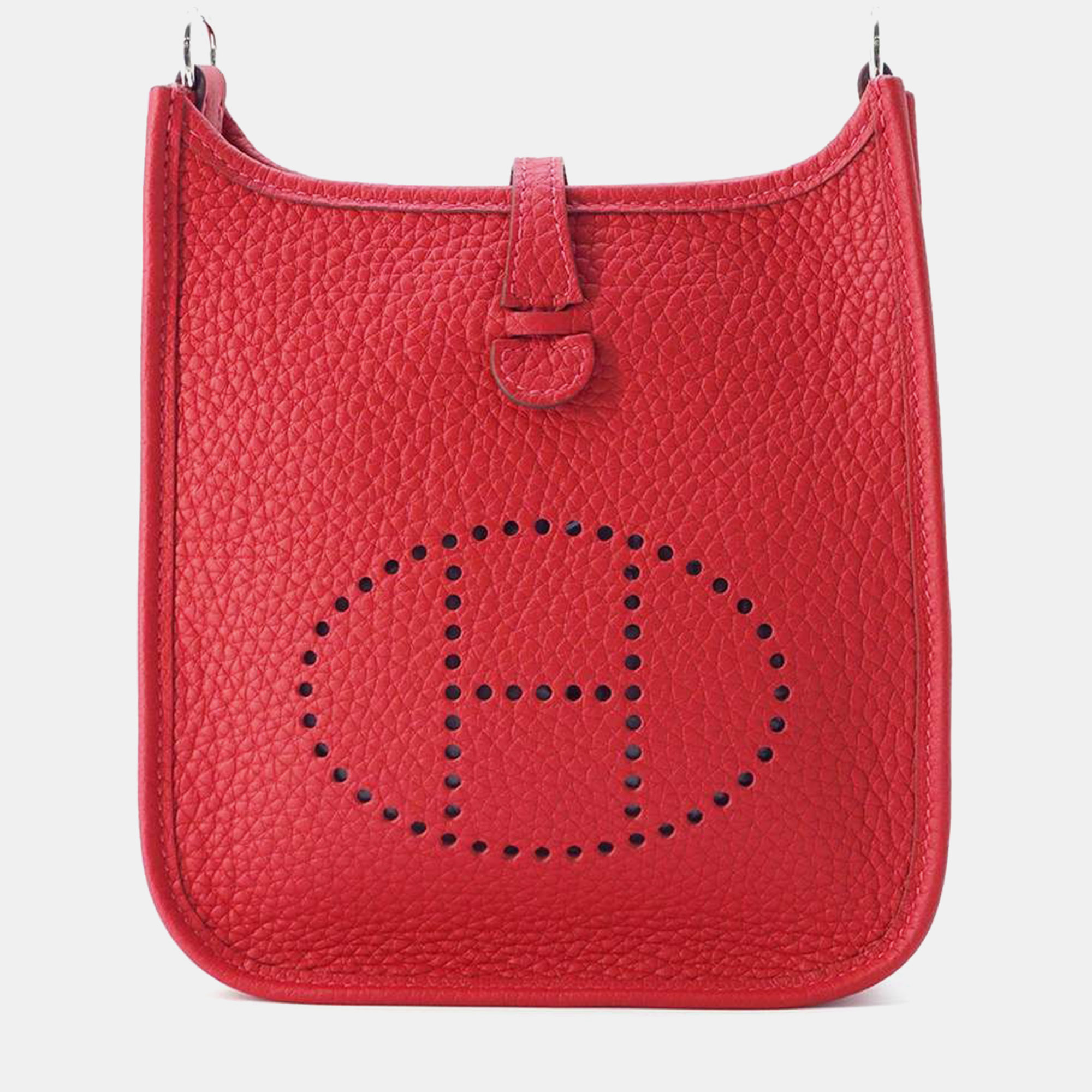 Pre-owned Hermes Rouge Casaque Taurillon Clemence Evelyne Amazon Bag Size Tpm In Red