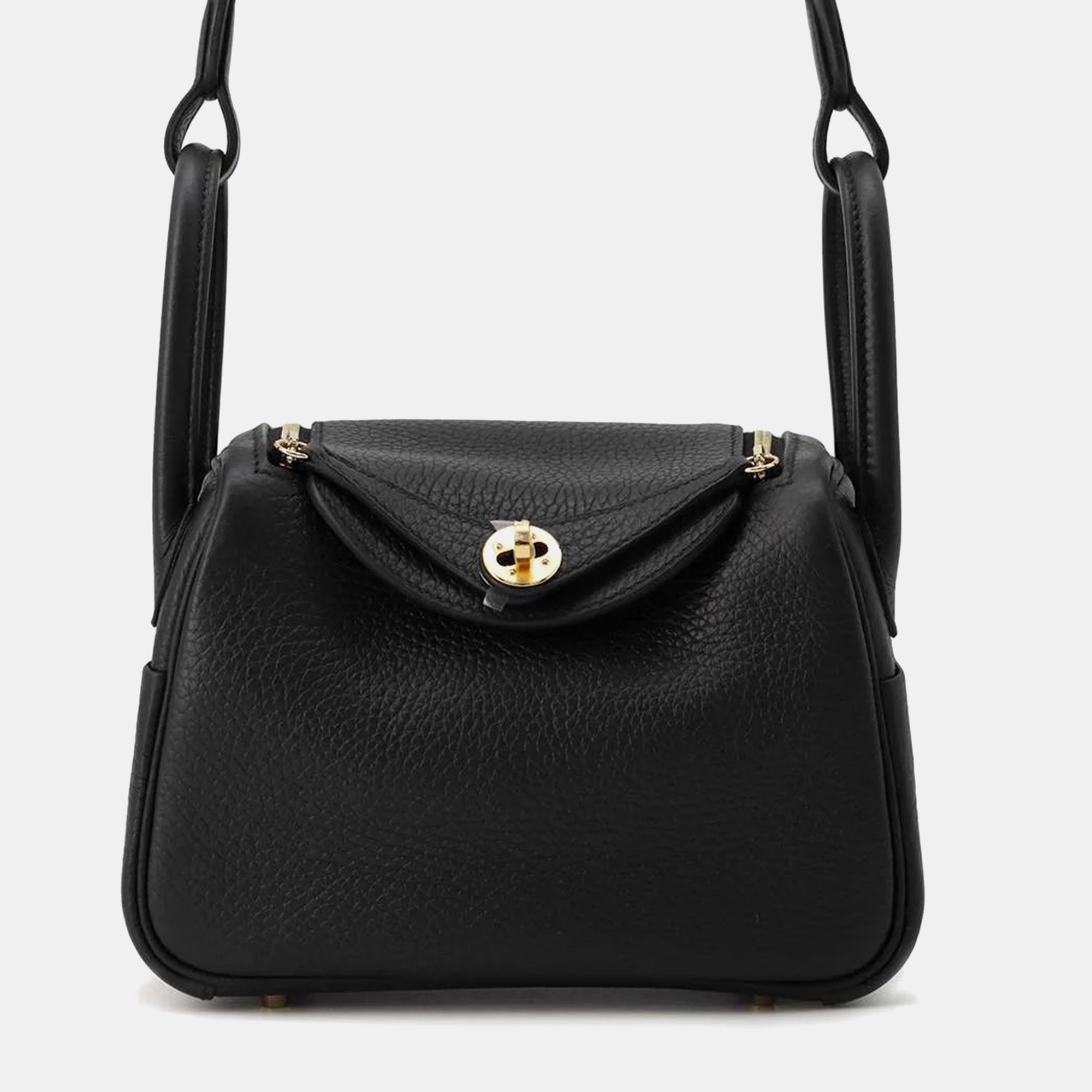 

Hermes Black Taurillon Clemence Lindy bag Size Mini