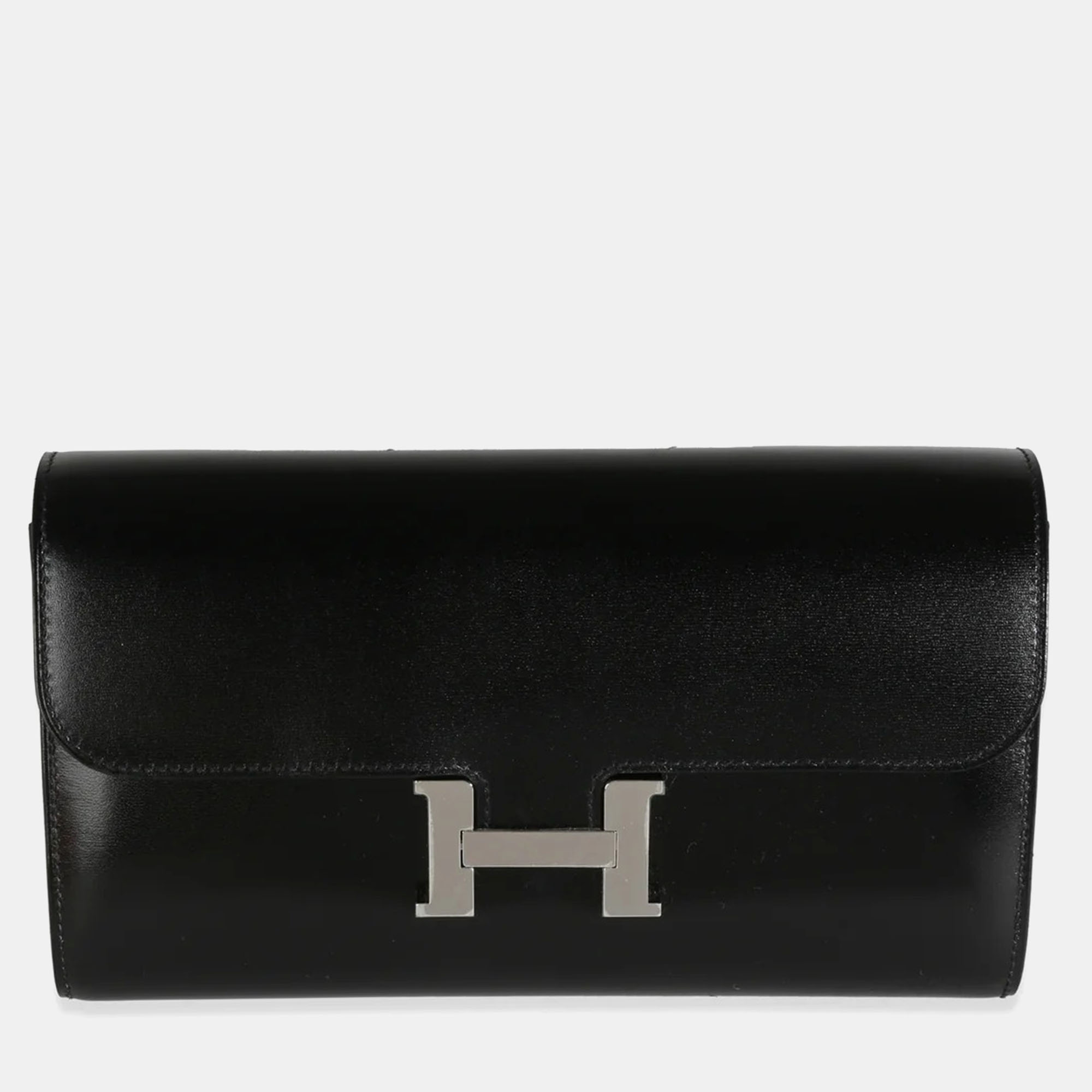 Pre-owned Hermes Black Box Rock Constance On The Go Wallet Phw