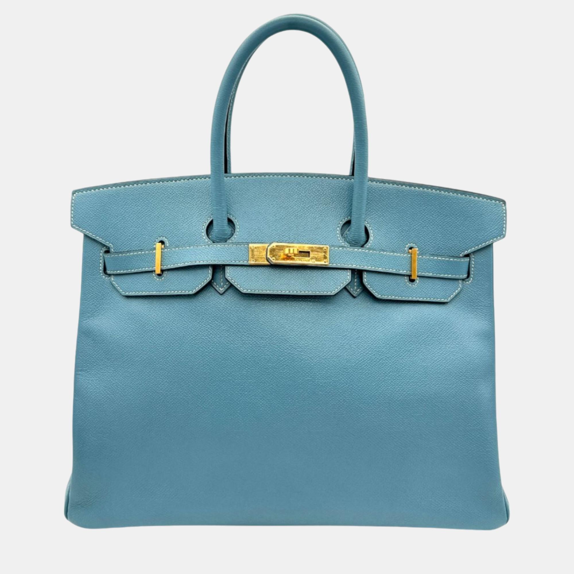 

Hermes Blue Jean Epsom Birkin 35 Handbag