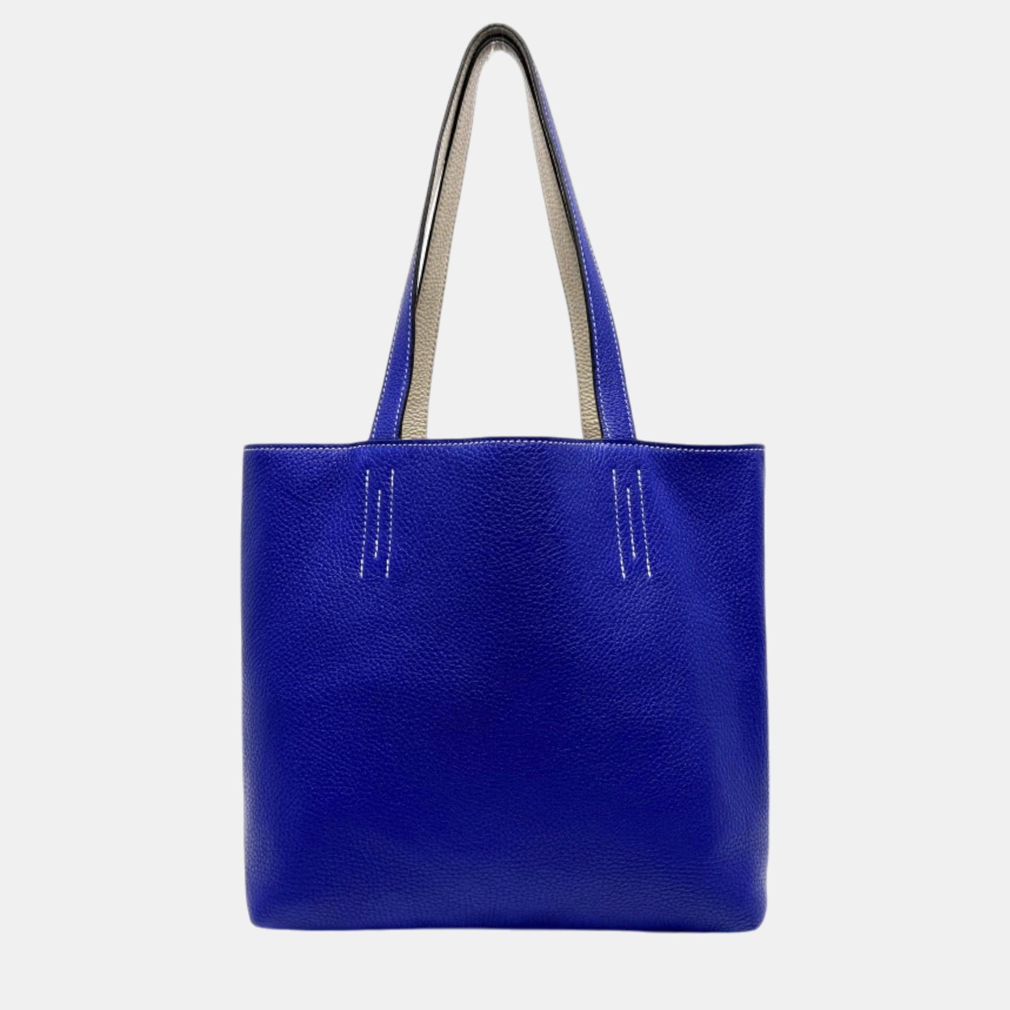 

Hermes Blue Electric Beton Taurillon Clemence Double Sense 28 Handbag