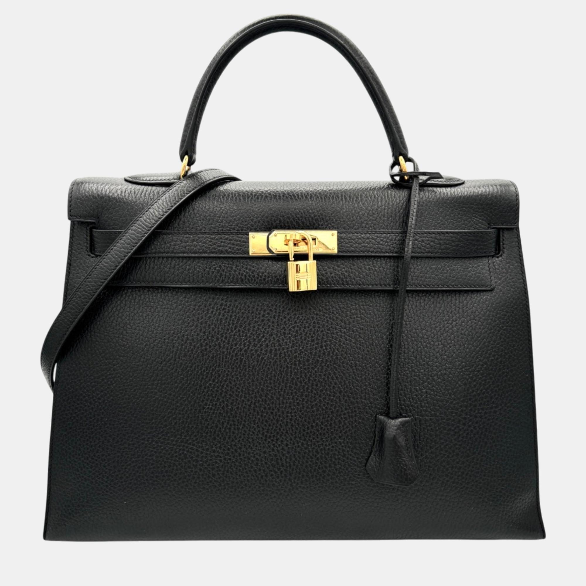 

Hermes Noir Ardennes Kelly 35 Handbag, Black