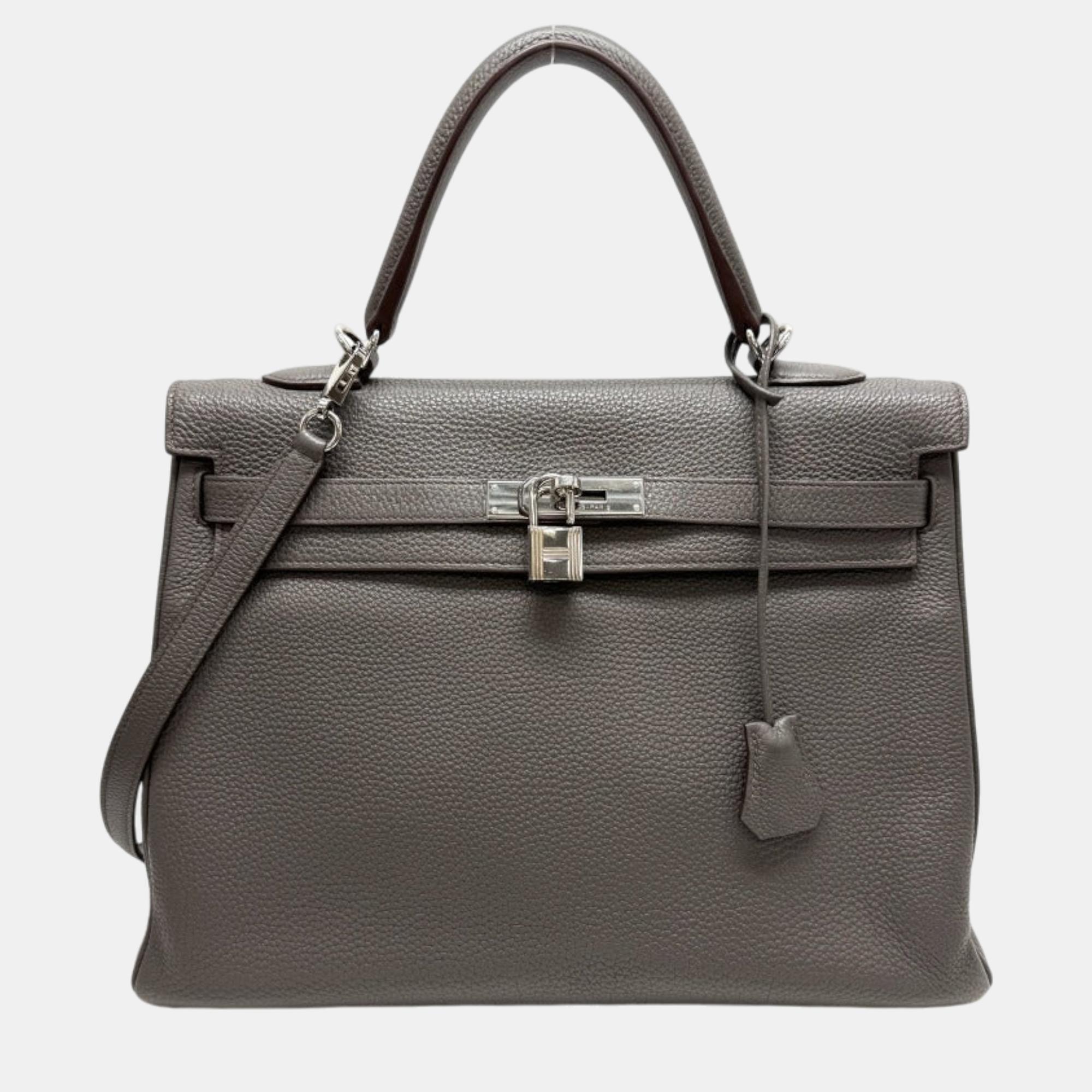 

Hermes Etain Togo Kelly 35 Handbag, Grey