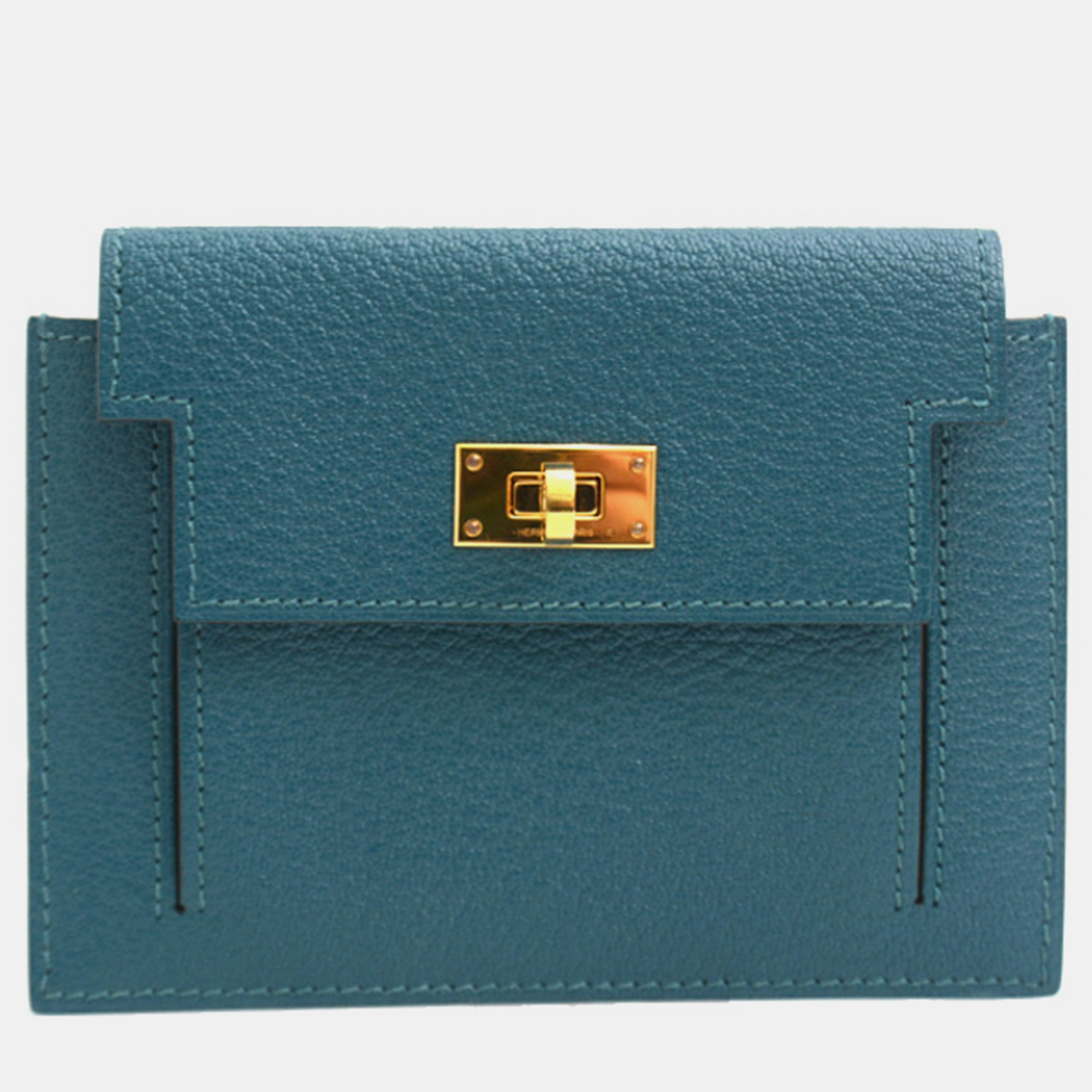 

Hermes Green Leather Kelly Pocket Compact Wallet