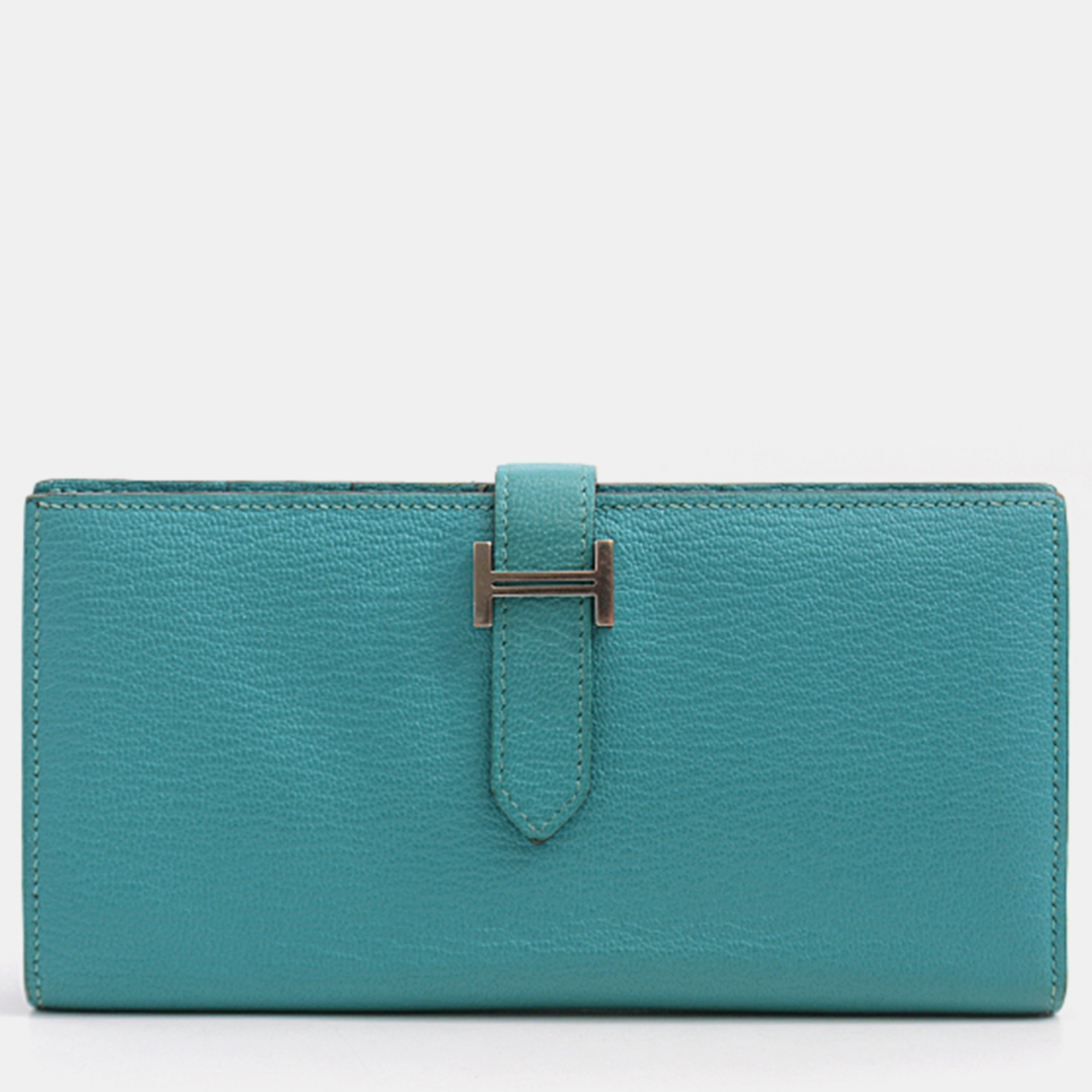 

Hermes Turquoise Leather Bearn Soufflot Wallet, Blue