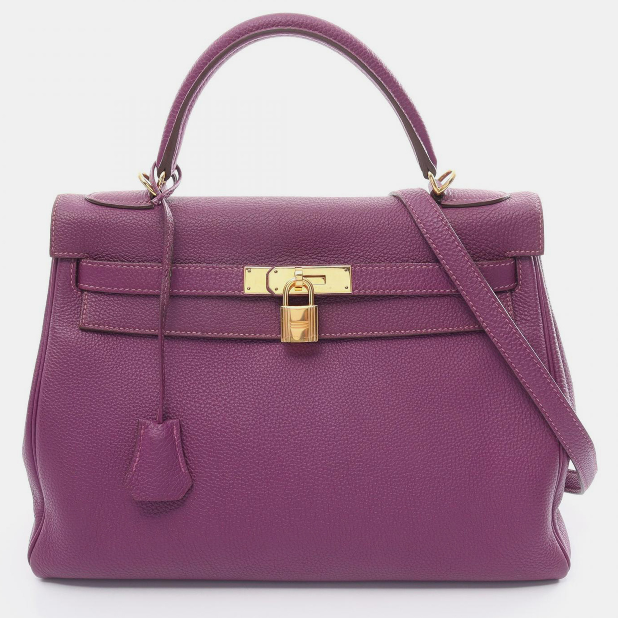 

Hermes Purple Togo Leather Kelly 32 Tote Bag
