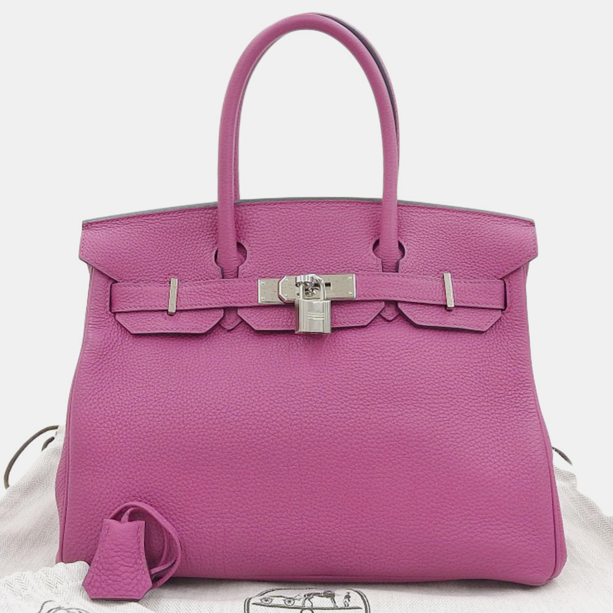 

Hermes Rose Purple Taurillon Clemence Leather Birkin 30 Tote Bag