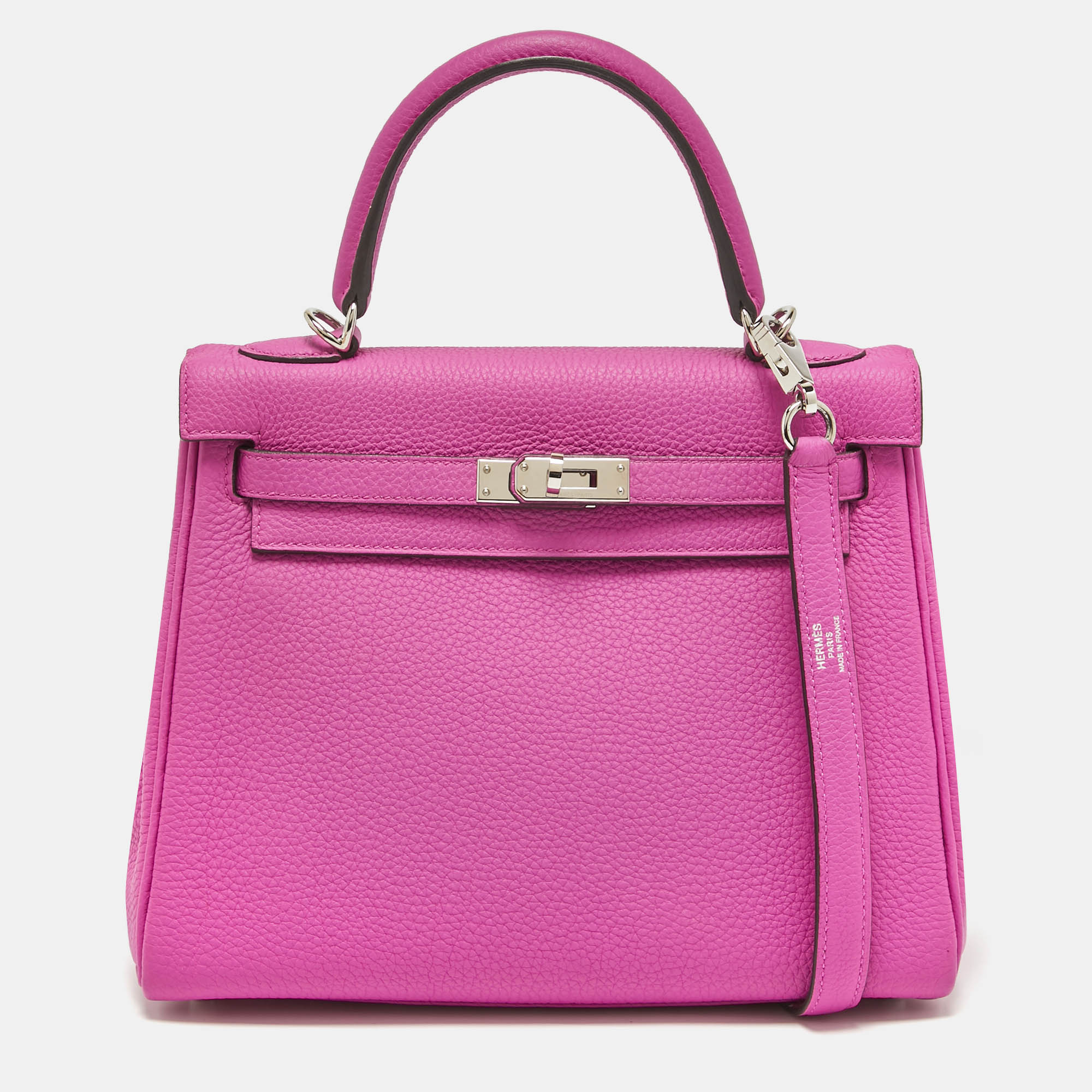 

Hermès Magnolia Togo Leather Palladium Finish Kelly Retourne 25 Bag, Pink