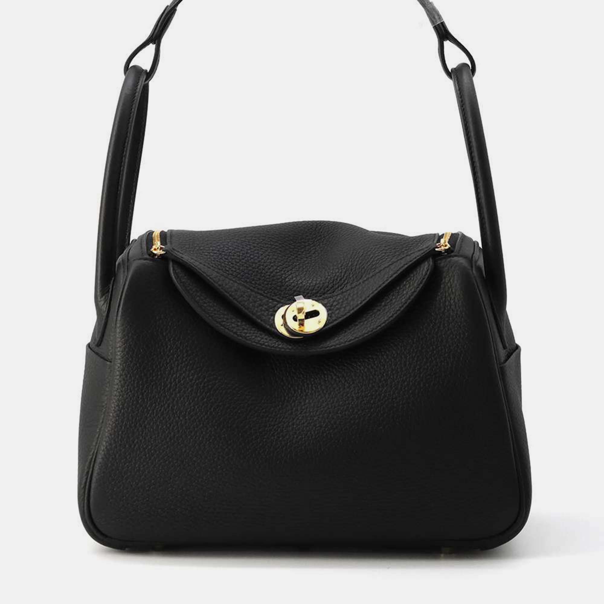 

Hermes Black Taurillon Clemence Lindy Bag Size