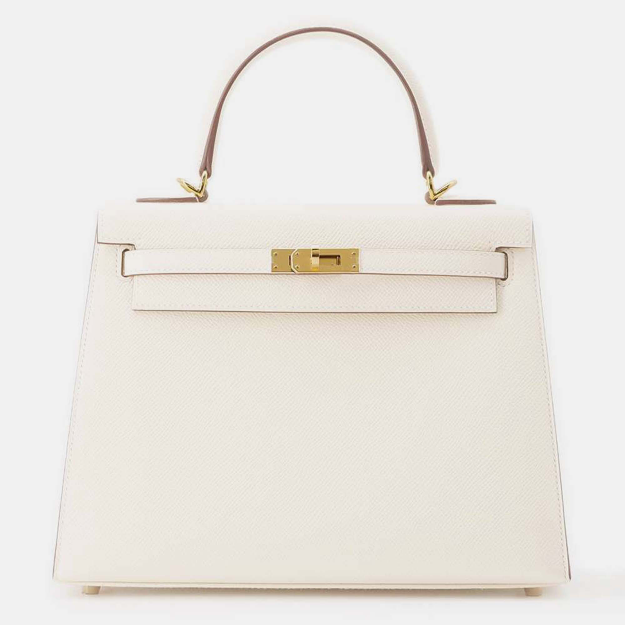 

Hermes Nata Epsom Kelly Sellier Bag 25, White