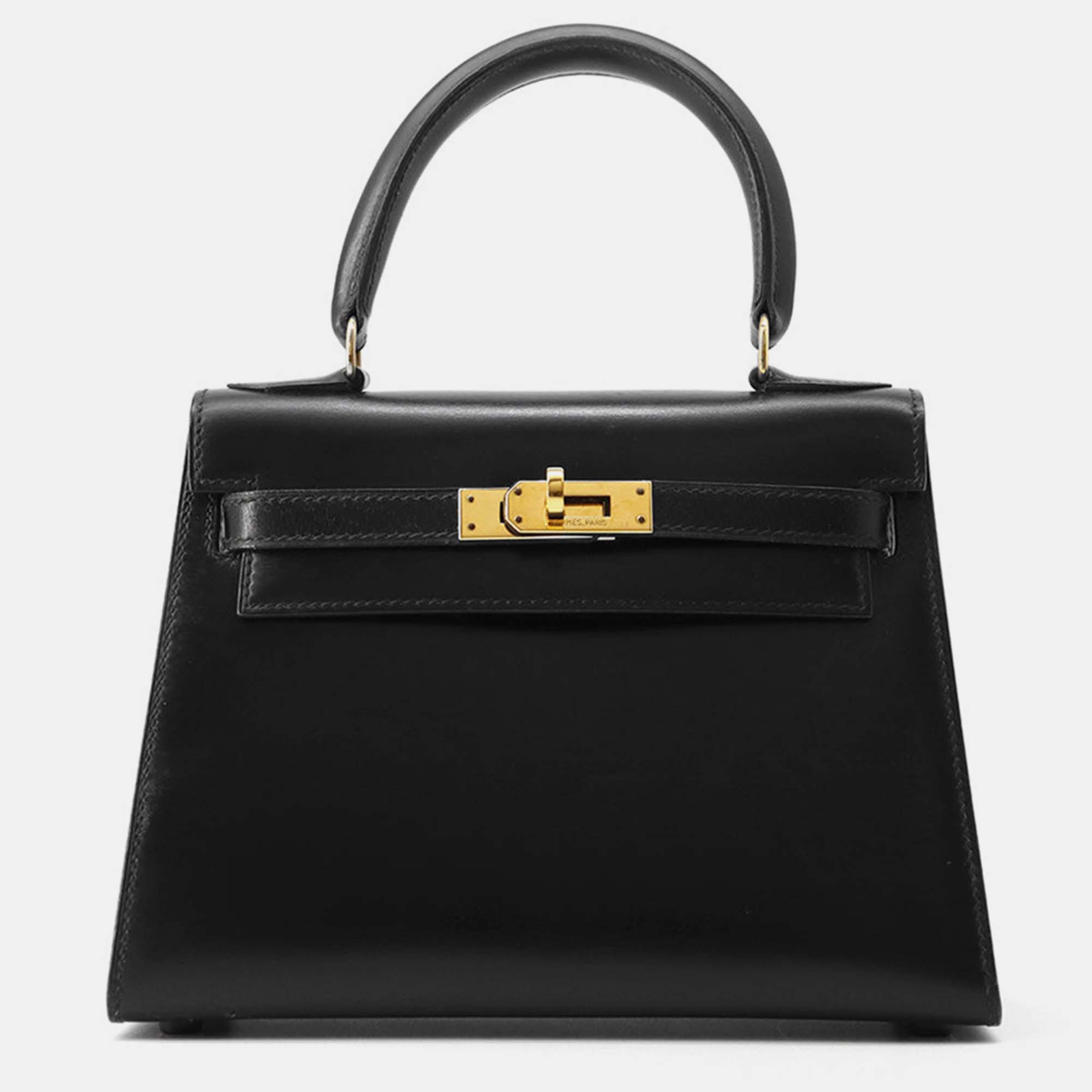 

Hermes Black Box Calf Leather Mini Kelly 20 Tote Bag