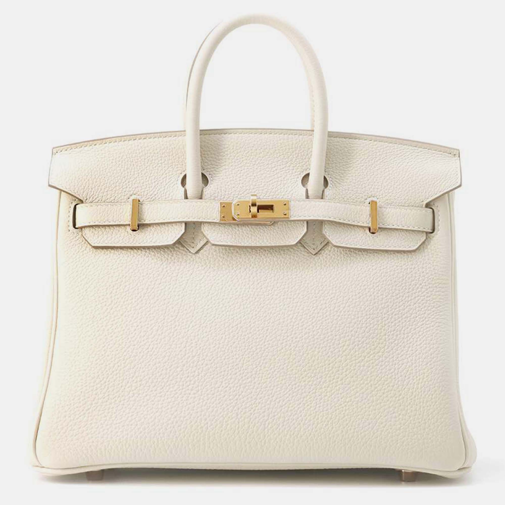 

Hermes Craie Togo Leather Birkin 25, White