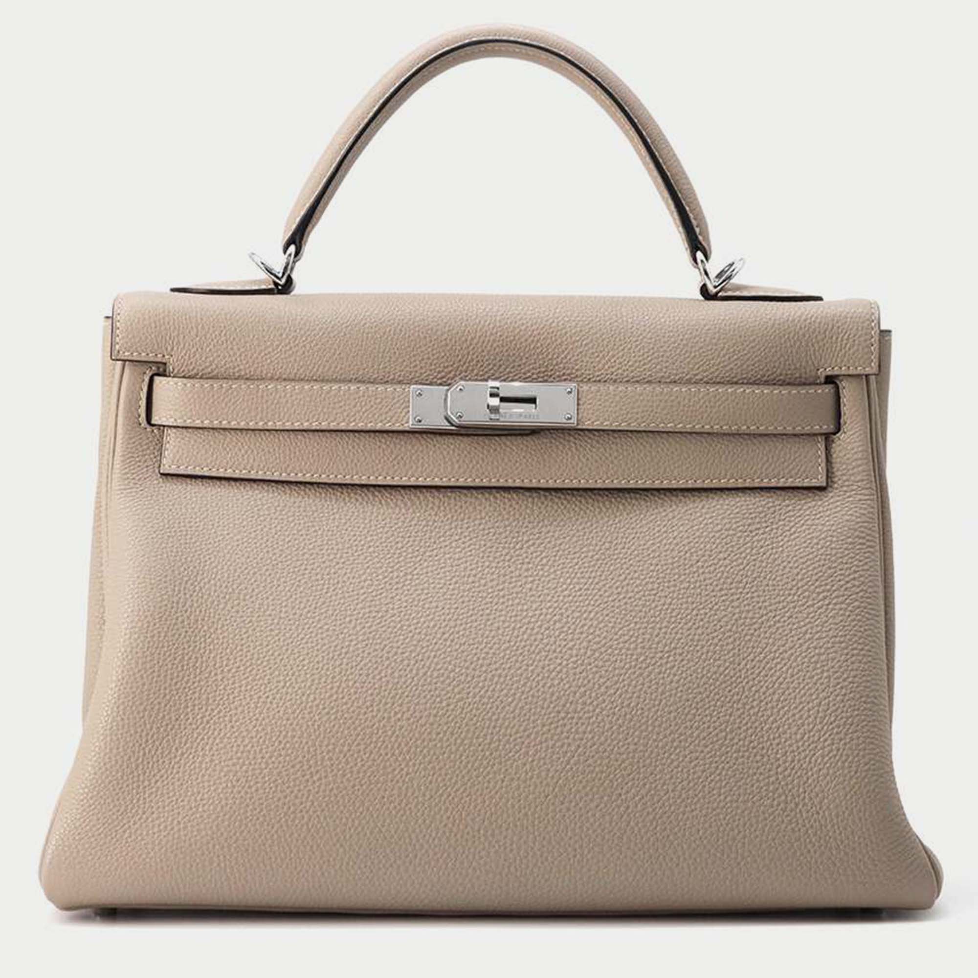 

Hermes Gris Tourterelle Togo Leather Kelly 32 Handbag, Brown